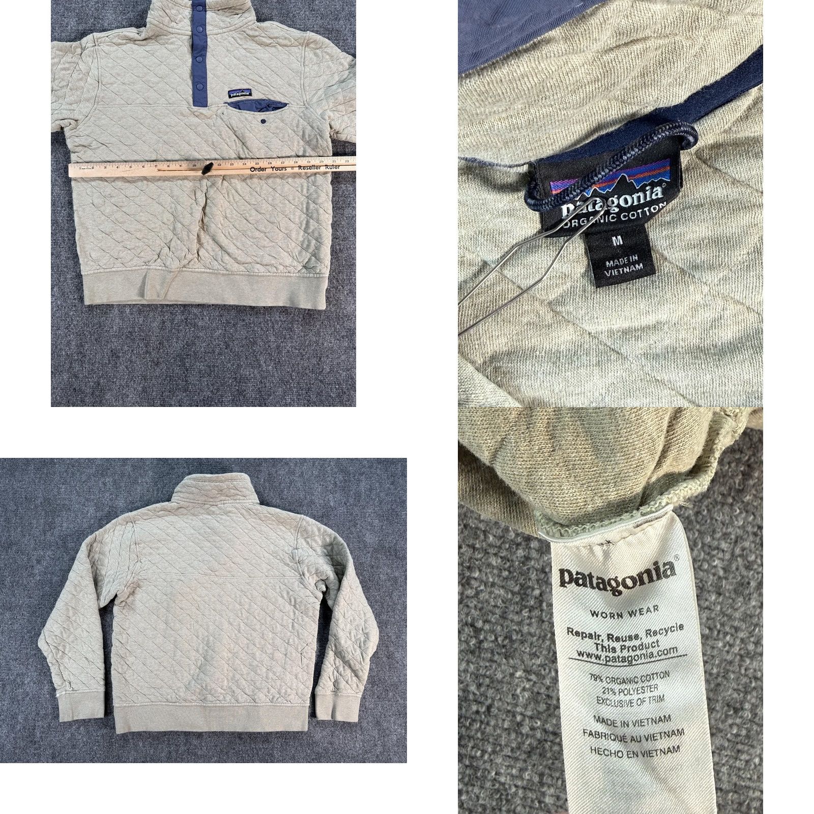 Patagonia Patagonia Sweatshirt Mens Medium Beige Organic Cotton Quilted Snap-T Pullover Size US M / EU 48-50 / 2 - 8 Thumbnail