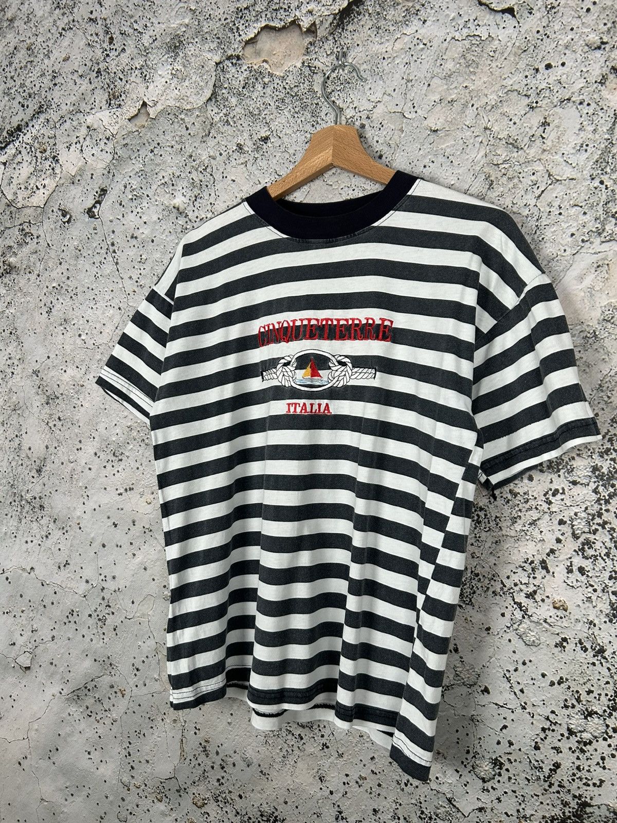 Vintage Vintage Stripped Cinqueterre Italy Embroidered Logo Tee Size US M / EU 48-50 / 2 - 2 Thumbnail