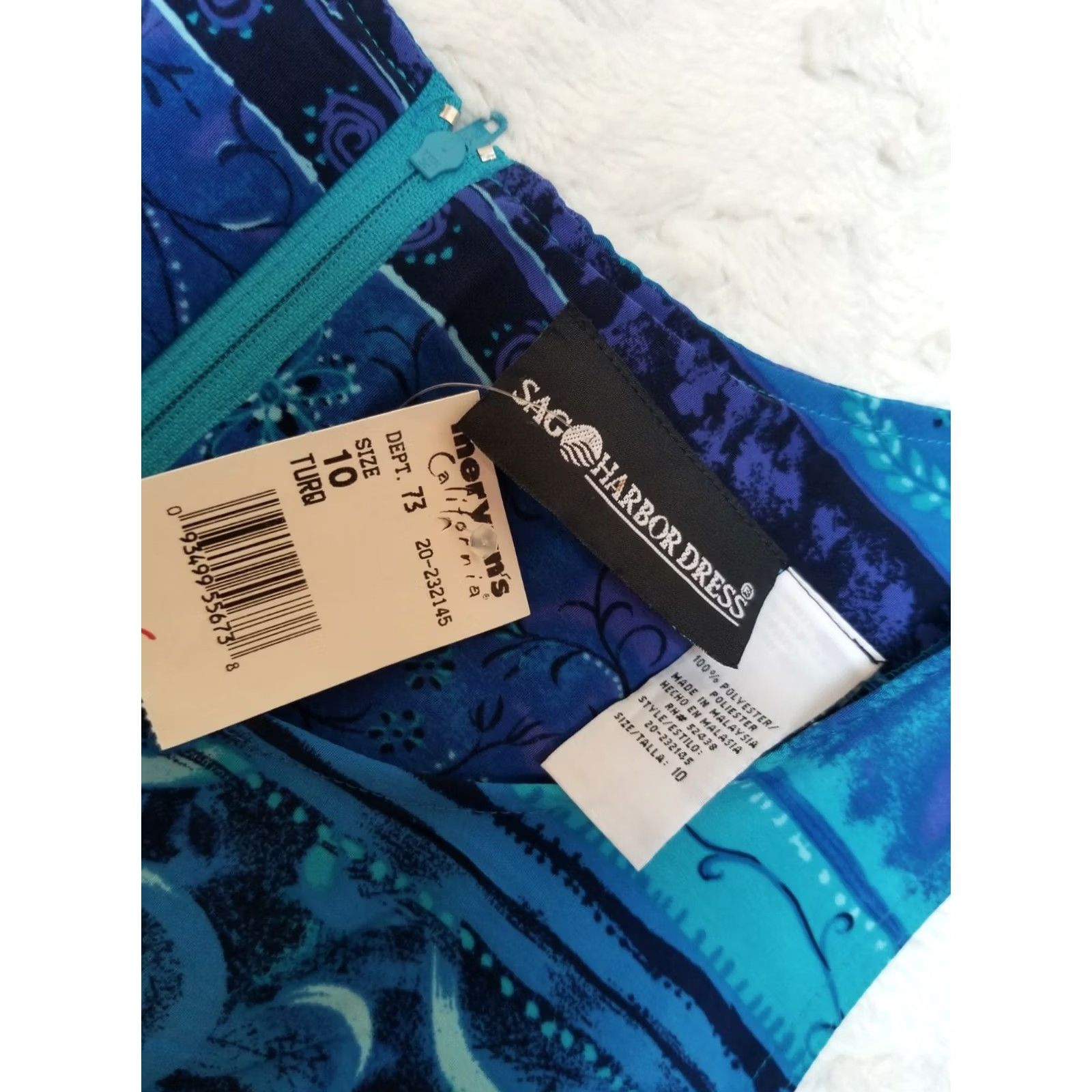 Vintage Sag Harbor Dress Womens Turquoise Scoop Neck Sleeveless Shift Printed Sz 10 Size L / US 10 / IT 46 - 3 Thumbnail