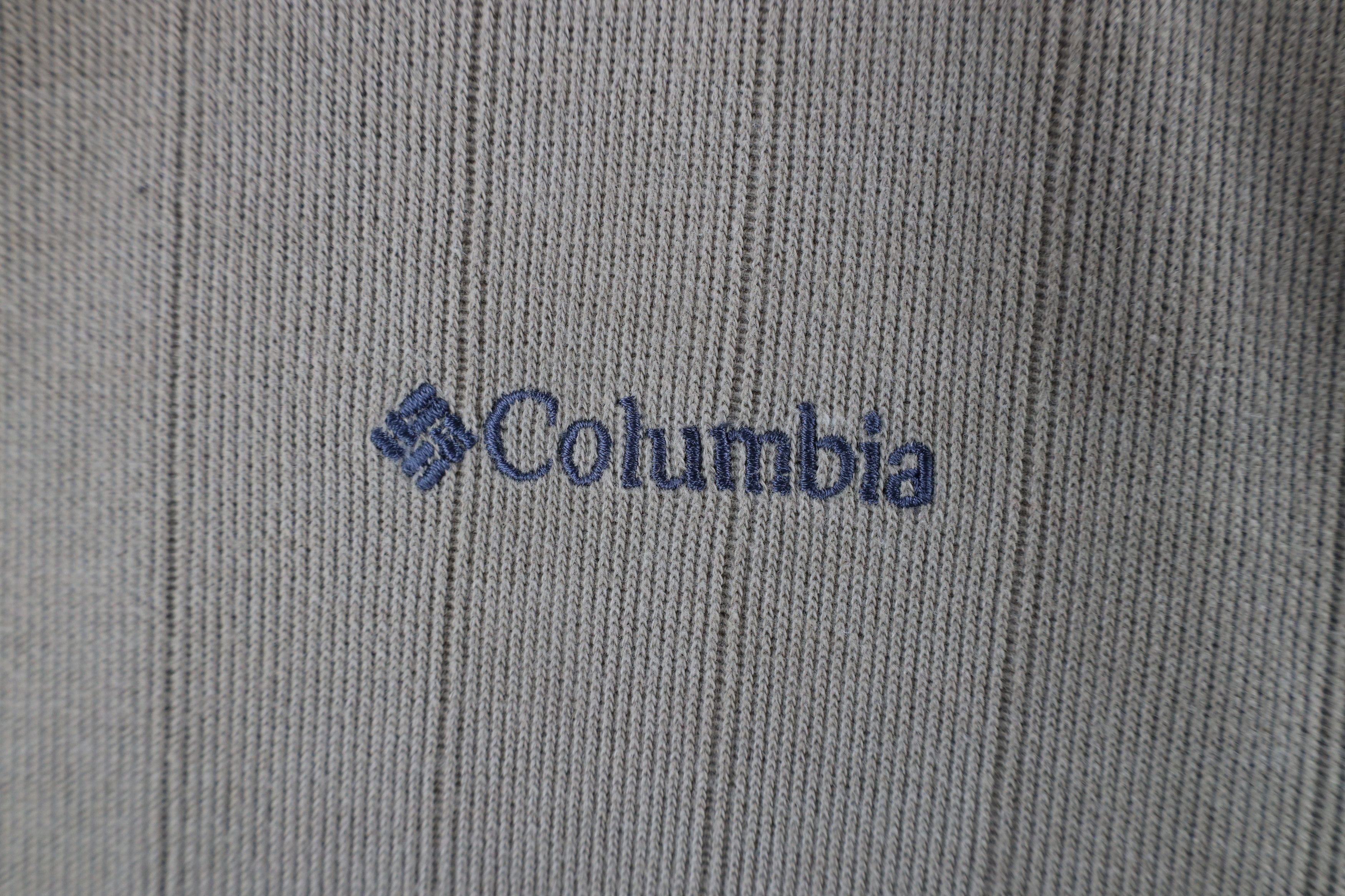 Columbia × Vintage Vintage Columbia Spell Out Ribbed Knit V-Neck Sweater Beige Size US XXL / EU 58 / 5 - 4 Thumbnail