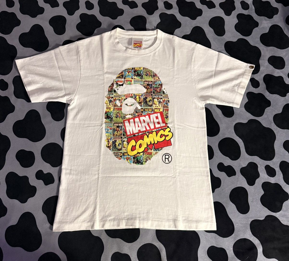 SS19 BAPE X Marvel Ape Head Comic Strip Tee