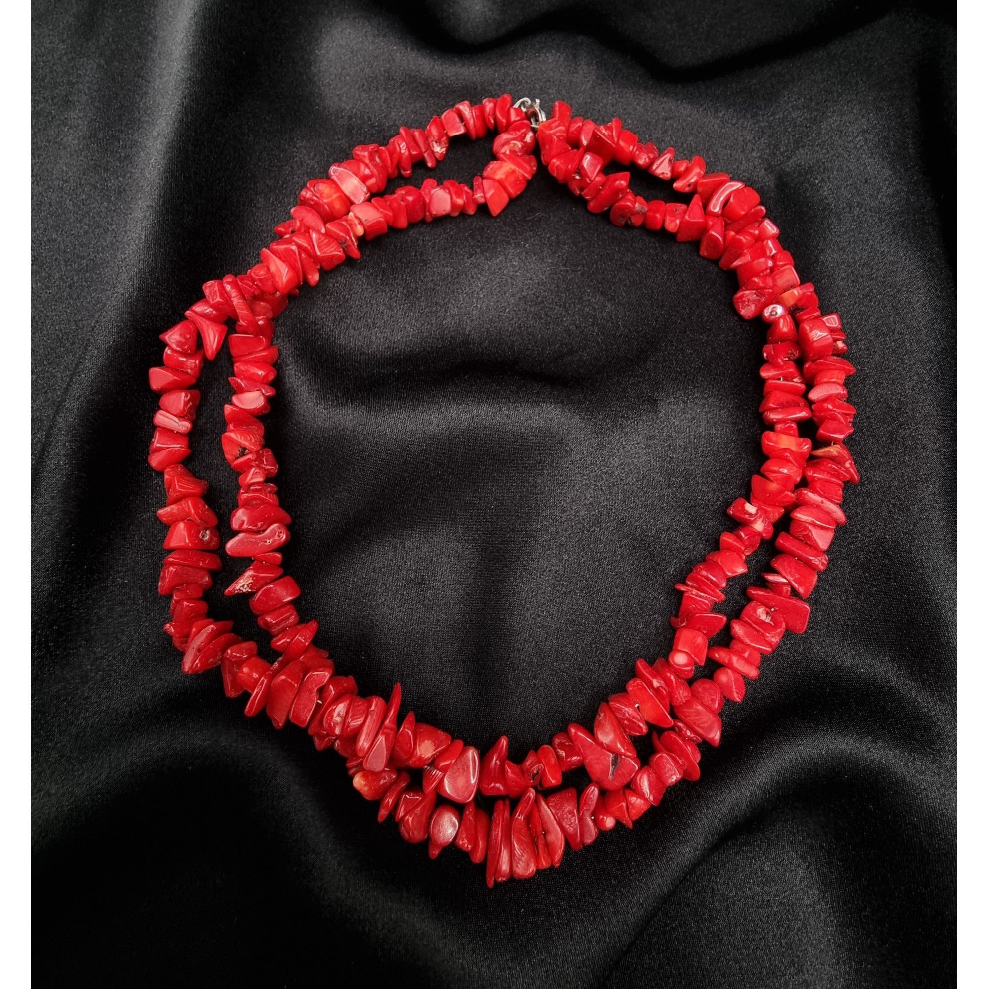 Vintage Genuine Coral Double Strand Necklace With 925 Sterling Silve Size ONE SIZE - 1 Thumbnail