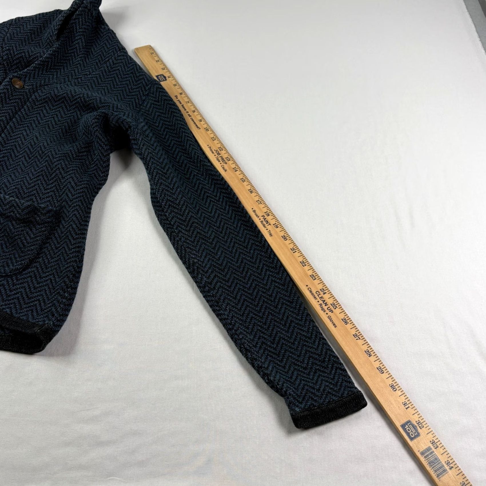 Alex Mill Alex Mill Sweater Cardigan Mens Small Blue Herringbone Shawl Collar Pockets Stretch Regular Fit Size US S / EU 44-46 / 1 - 6 Thumbnail