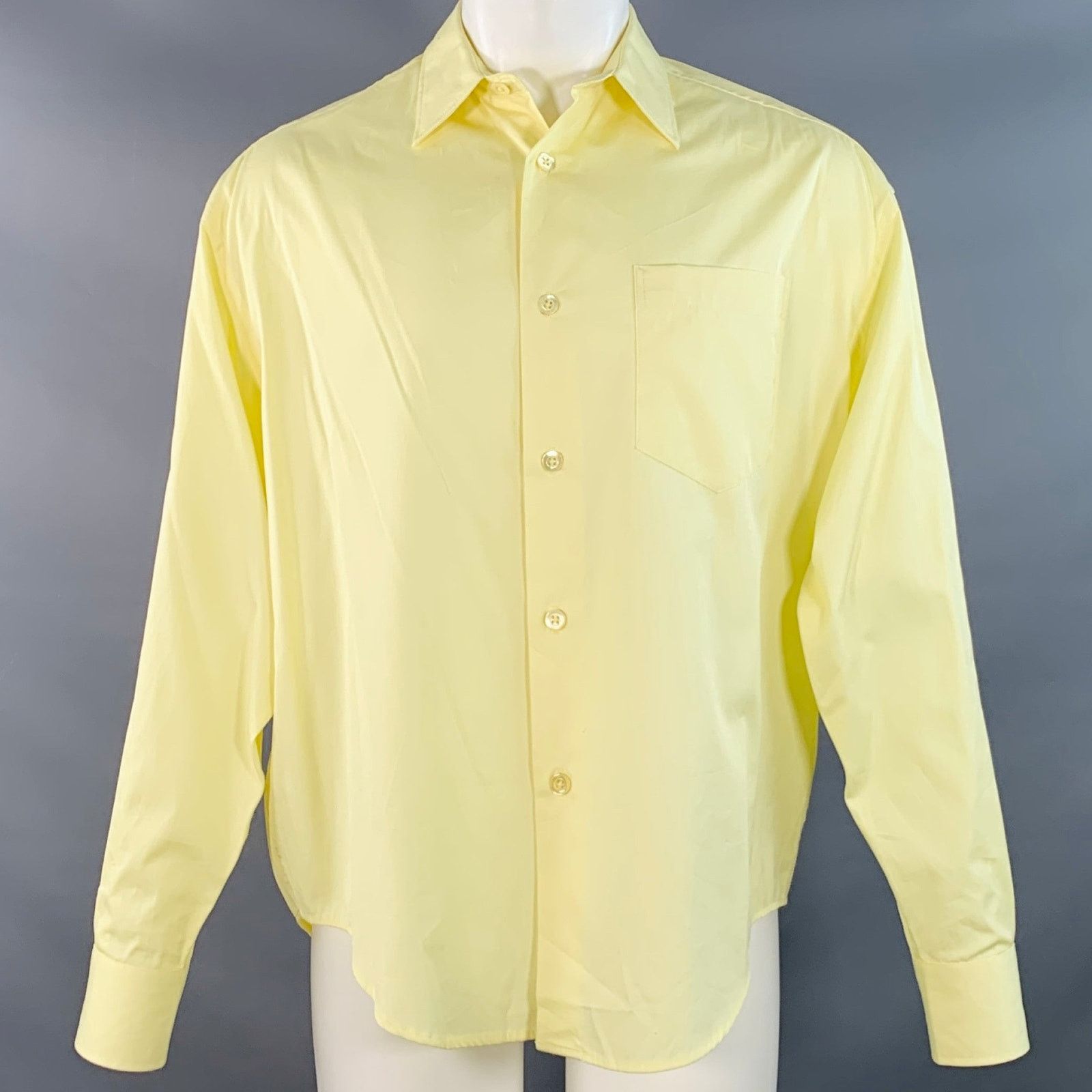 AMI Size XS Butter Yellow Cotton Oversized Long Sleeve Shirt Size US XS / EU 42 / 0 - 1 Thumbnail