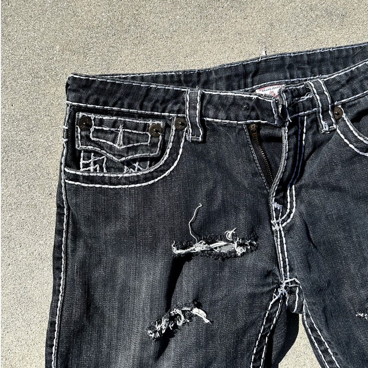True Religion True Religion Billy Super T Jean Denim Cut Distress Shorts Size US 32 / EU 48 - 2 Thumbnail