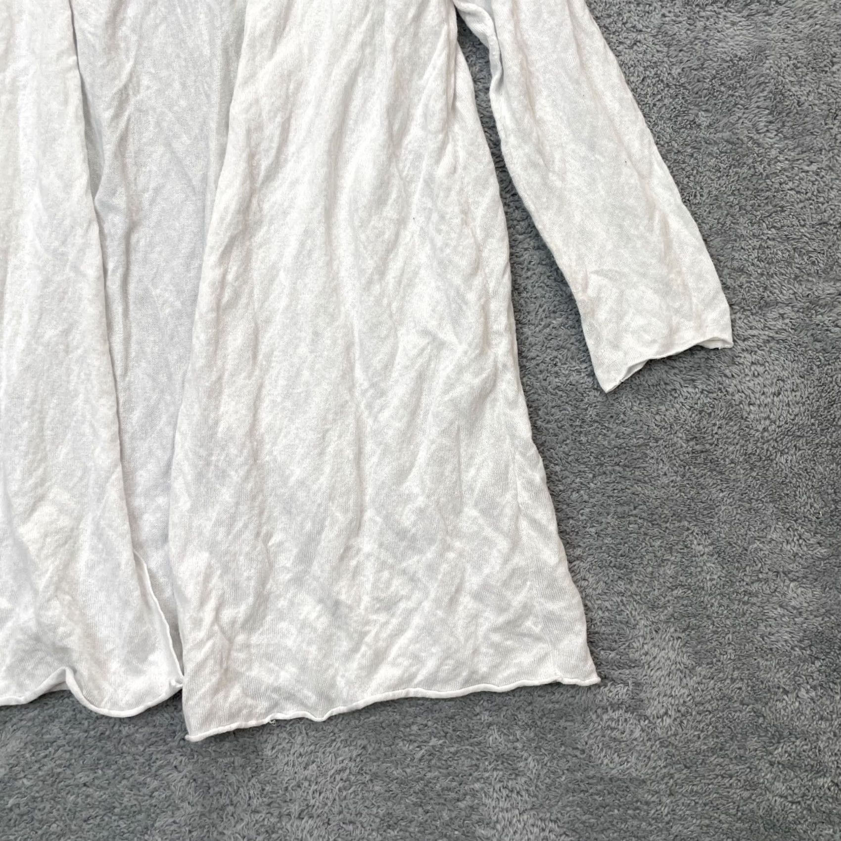 Eileen Fisher VINTAGE Eileen Fisher Cardigan Sweater Womens L White Lyocell Open Front Tight Knit Long Sleeve Collared Knit Ballpark? Size L / US 10 / IT 46 - 6 Thumbnail