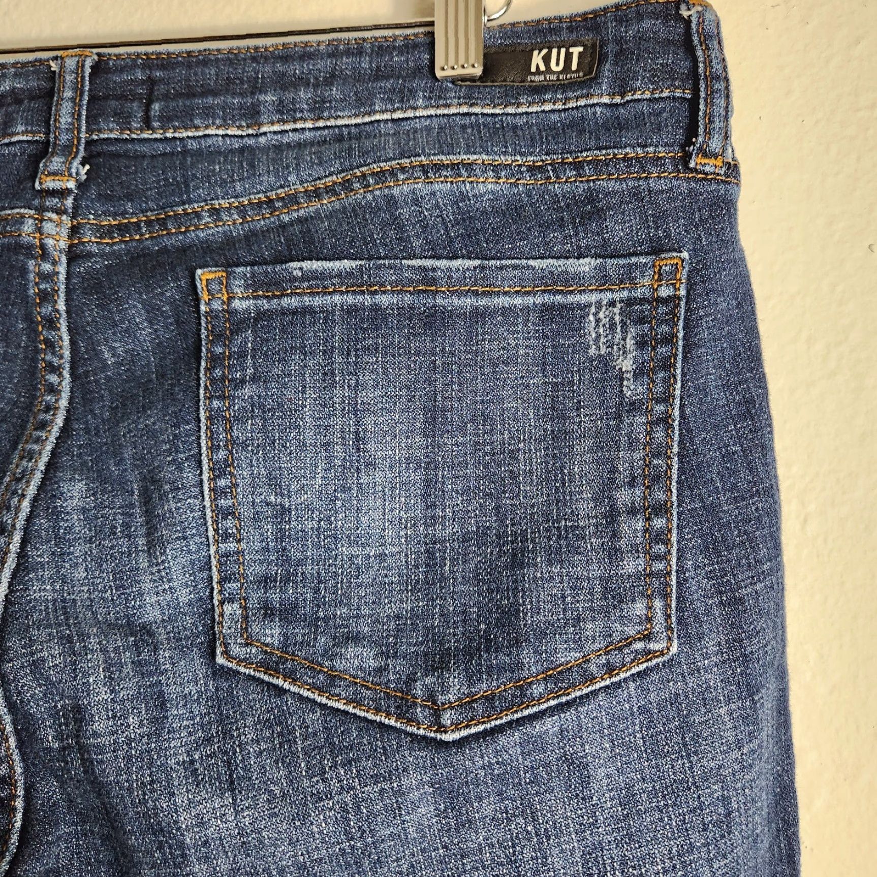 Vintage KUT from the Kloth Catherine Jeans Women Ankle Straight Leg Dark Wash 14 Blue Mid Rise Inseam 26 5-Pocket Design Size 36" / US 14 / IT 50 - 6 Thumbnail