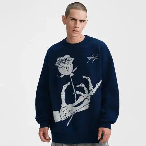 Aran Isles Knitwear × Hypebeast Knitted vintage sweater with a rose Size US L / EU 52-54 / 3 - 1 Thumbnail