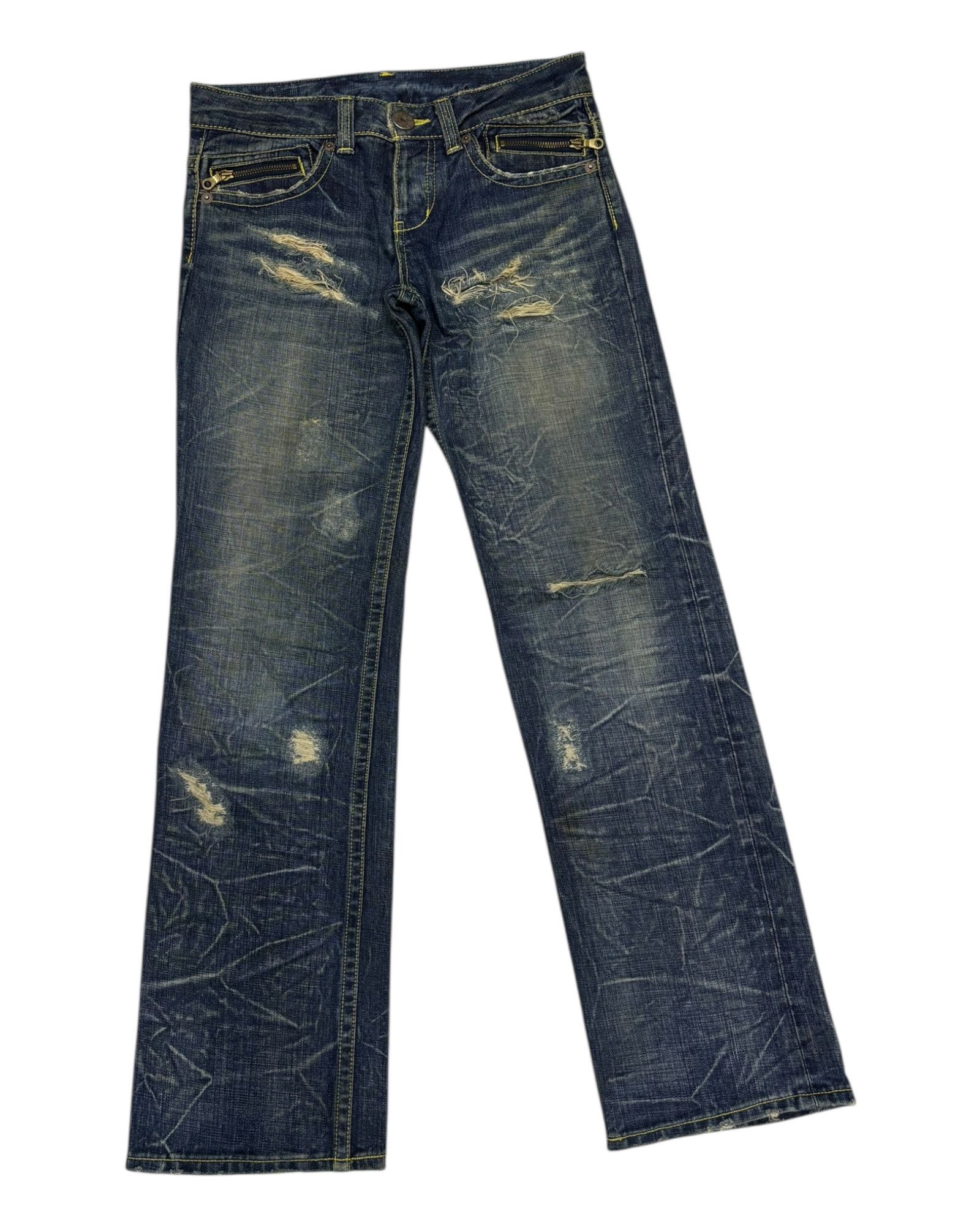 If Six Was Nine × Japanese Brand × Le Grande Bleu (L.G.B.) Vintage Co&Lu Cocolulu Statement Denim Jeans Low Rise Size US 31 - 5 Thumbnail