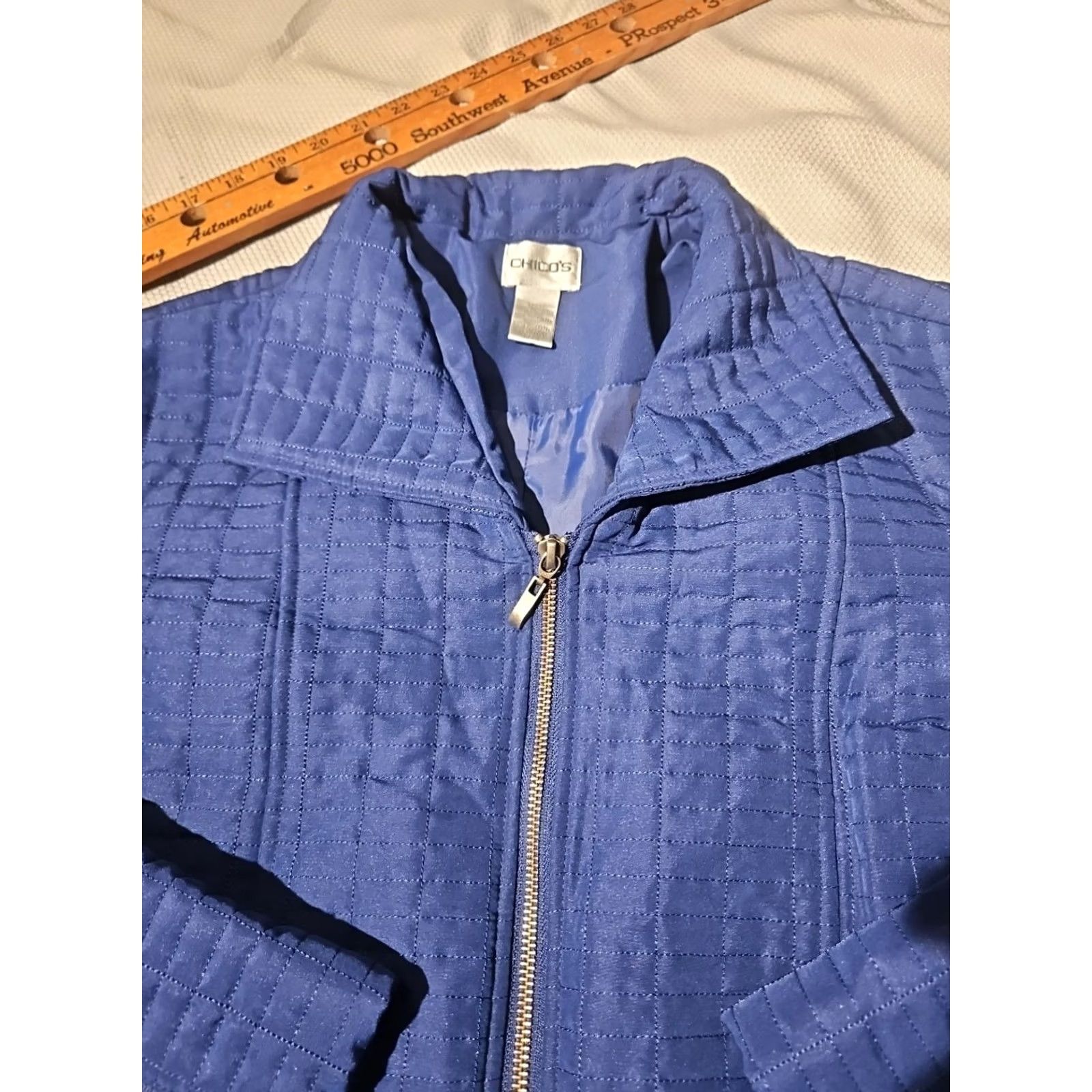 Vintage Chicos Jacket Womens Sz 2 Blue Quilted Full Zip Pocket Casual Outdoor Size XS / US 0-2 / IT 36-38 - 3 Thumbnail