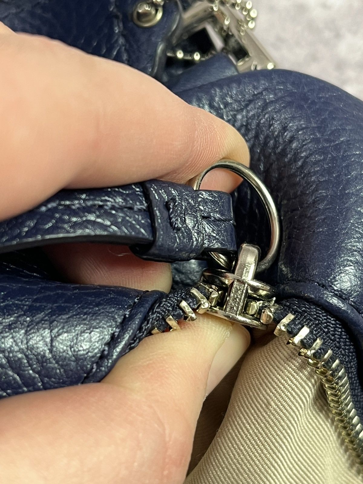 Coach Coach Navy Pebbled Leather Hobo Shoulder Bag Large Size ONE SIZE - 7 Thumbnail