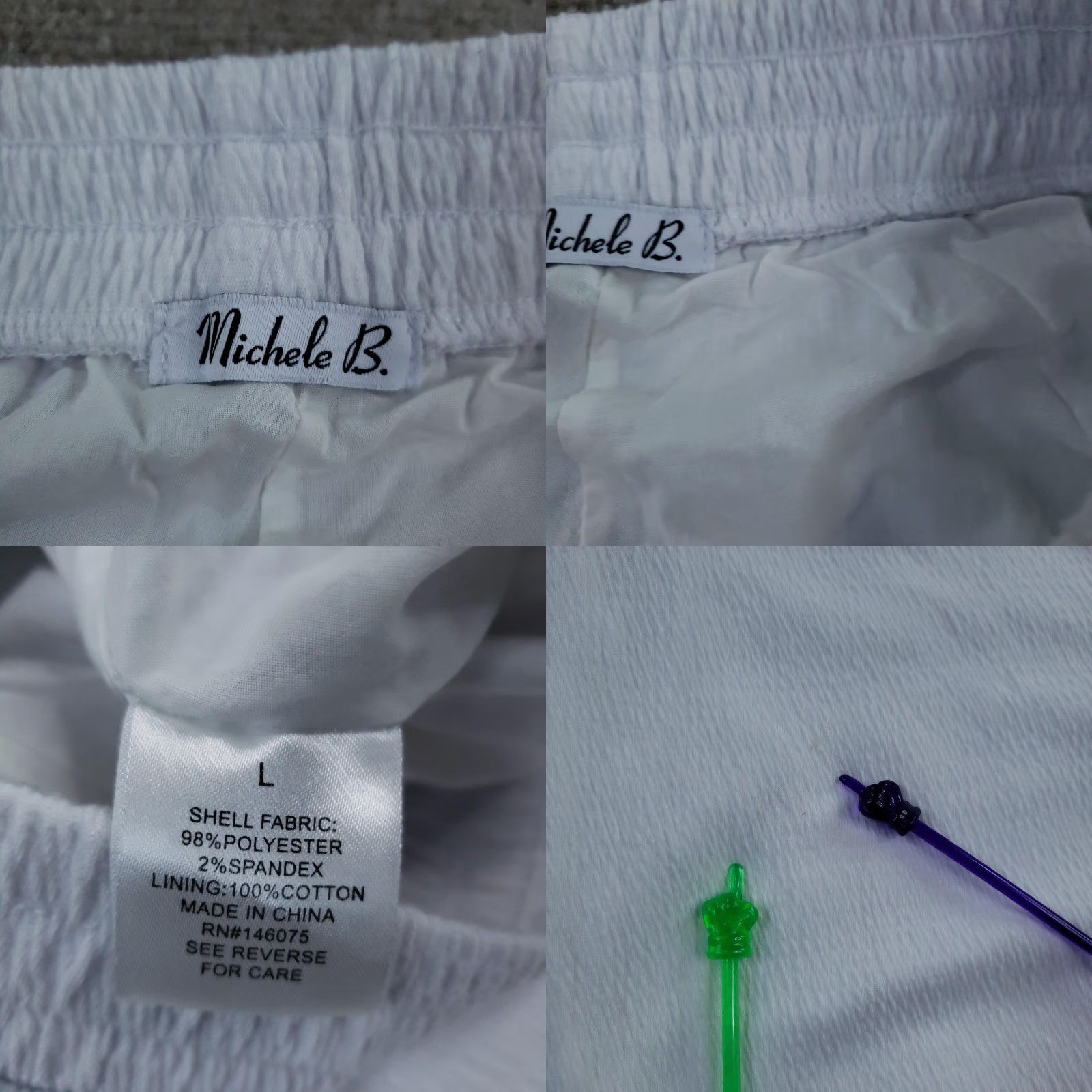 Vintage Michele B Pants Womens Large White Wide-Leg Lined Pull On Casual Cropped Size 36" / US 14 / IT 50 - 9 Thumbnail