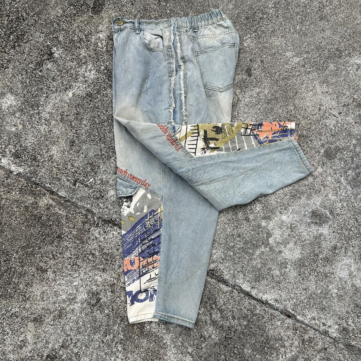 Japanese Brand Loose Jeans Patchwork Paint Style *kapital Stlye Size US 27 - 1 Thumbnail