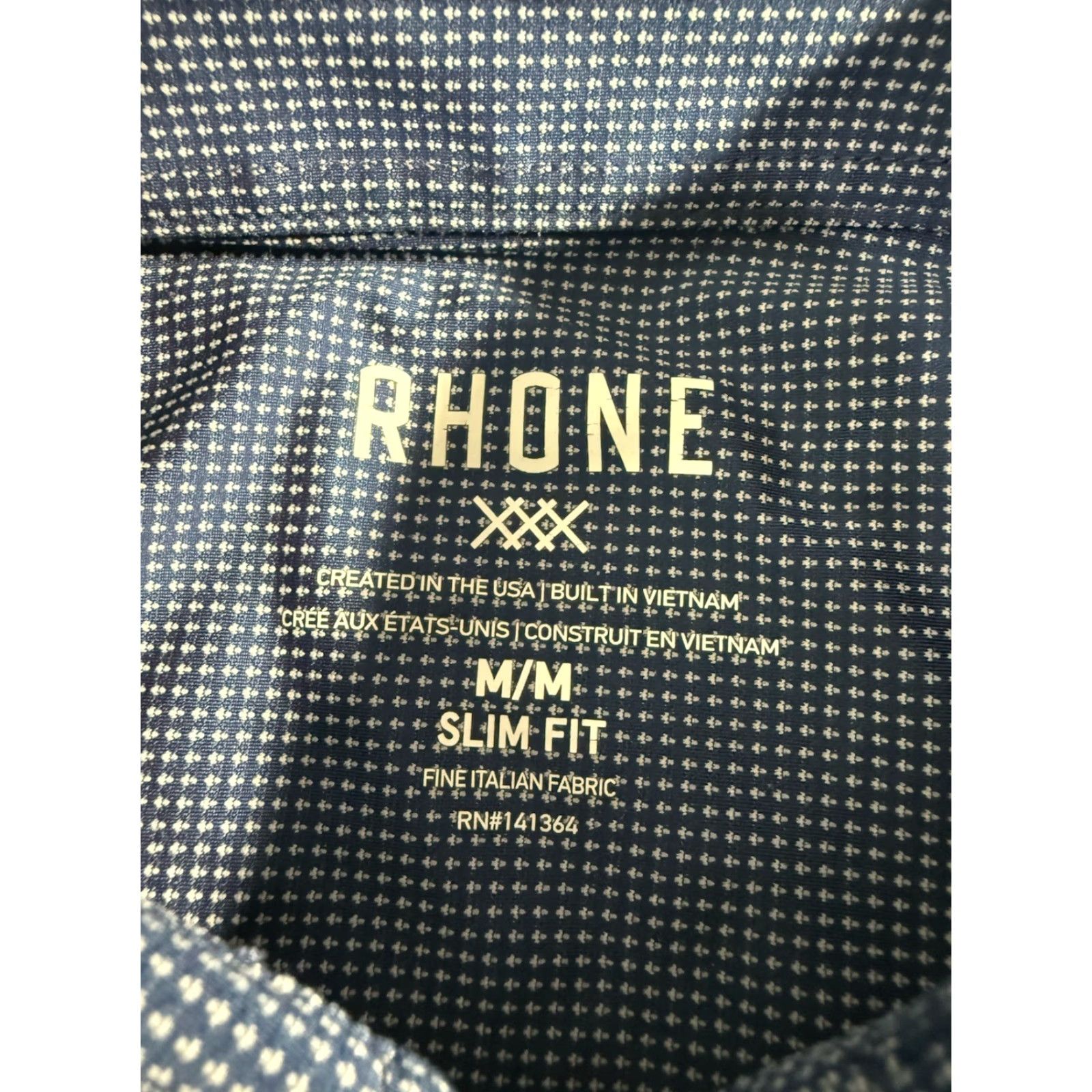 Rhone Rhone Shirt Mens M Blue Geometric Stretch Button Front Slim Fit Size US M / EU 48-50 / 2 - 3 Thumbnail