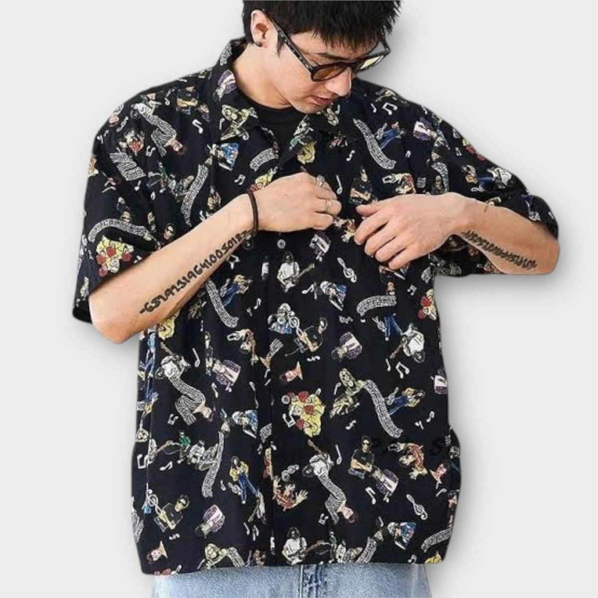 Beams Japan RARE Beams SSZ S/S21 Boxy AOP Answer Shirt Jacket in Black Size US XL / EU 56 / 4 - 1 Thumbnail