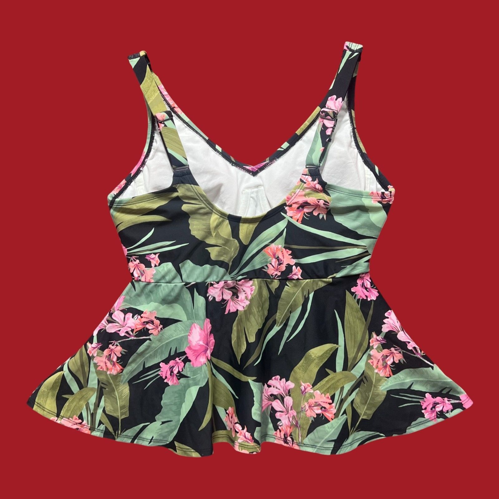 Other Kona Sol - Women's V-Neck Underwire Tankini Top - Green/Blac Size ONE SIZE - 4 Thumbnail