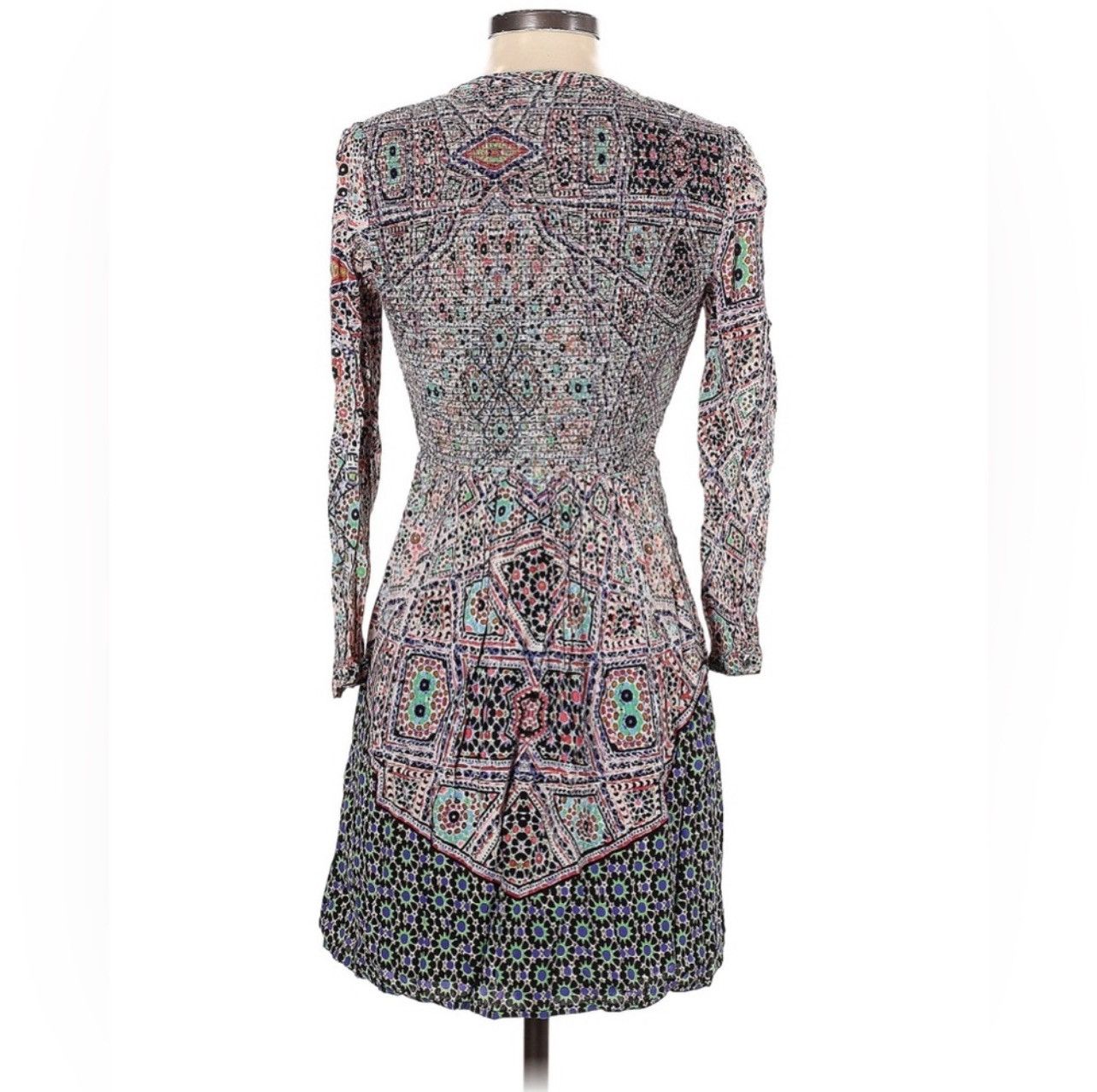 Anthropologie Anthropologie Abstract MulticolorJewel Bohemian Mini Dress Size S / US 4 / IT 40 - 3 Thumbnail