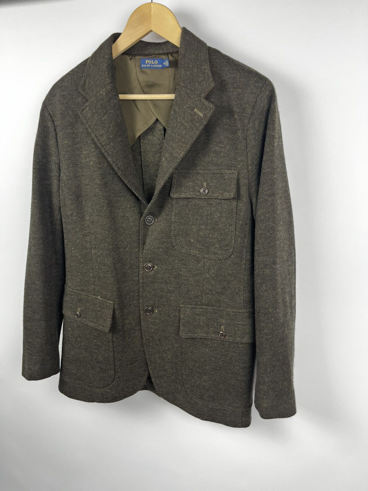 Polo Ralph Lauren Polo Ralph Lauren 10 Green Herringbone Jacquard Blazer Size L / US 10 / IT 46 - 4 Thumbnail
