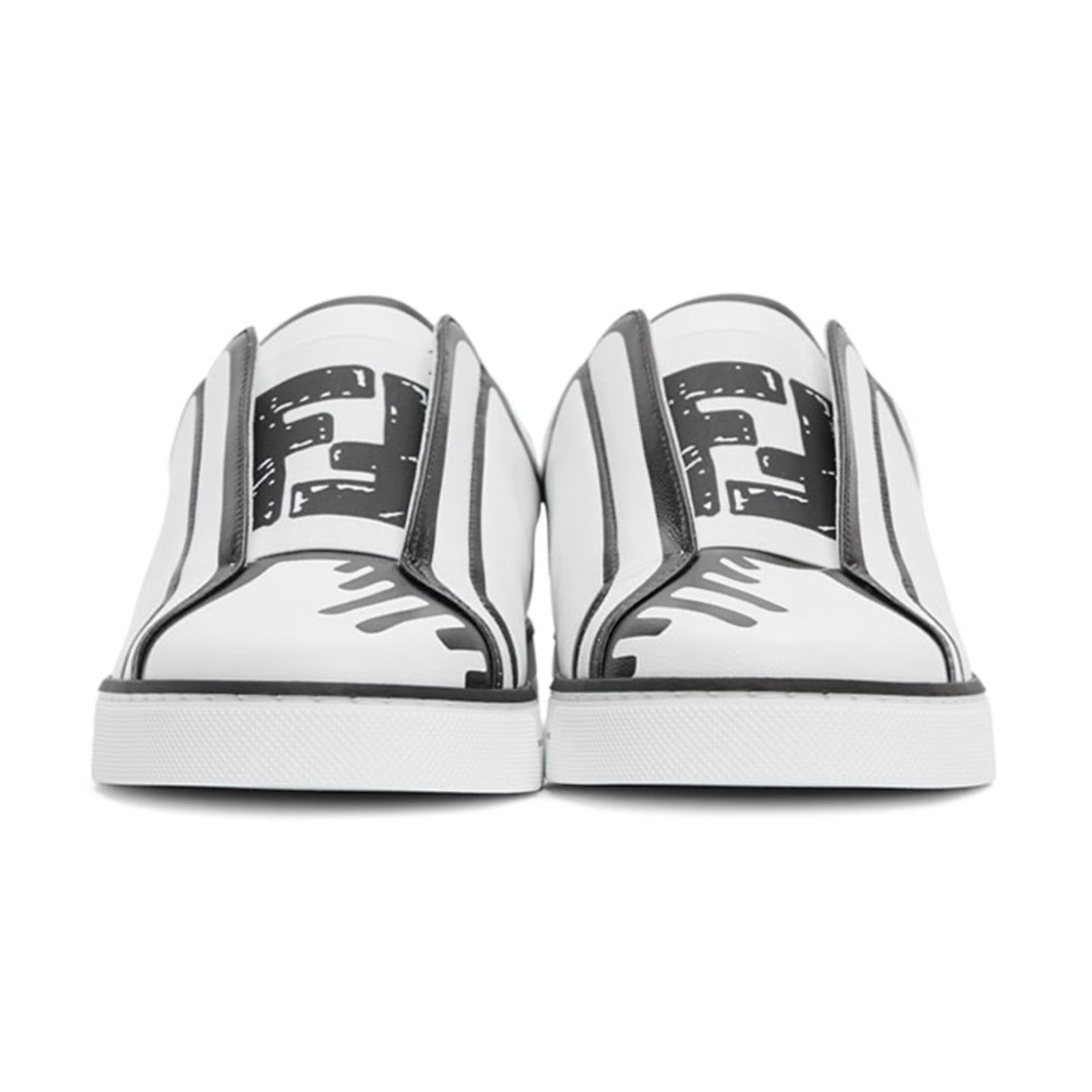 Fendi Fendi Joshua Vides Black White Leather Top Slip On Sneaker Size US 7 / IT 37 - 5 Thumbnail