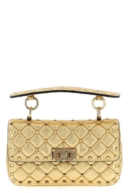 VALENTINO Rockstud Spike Small Gold Shoulder Bag