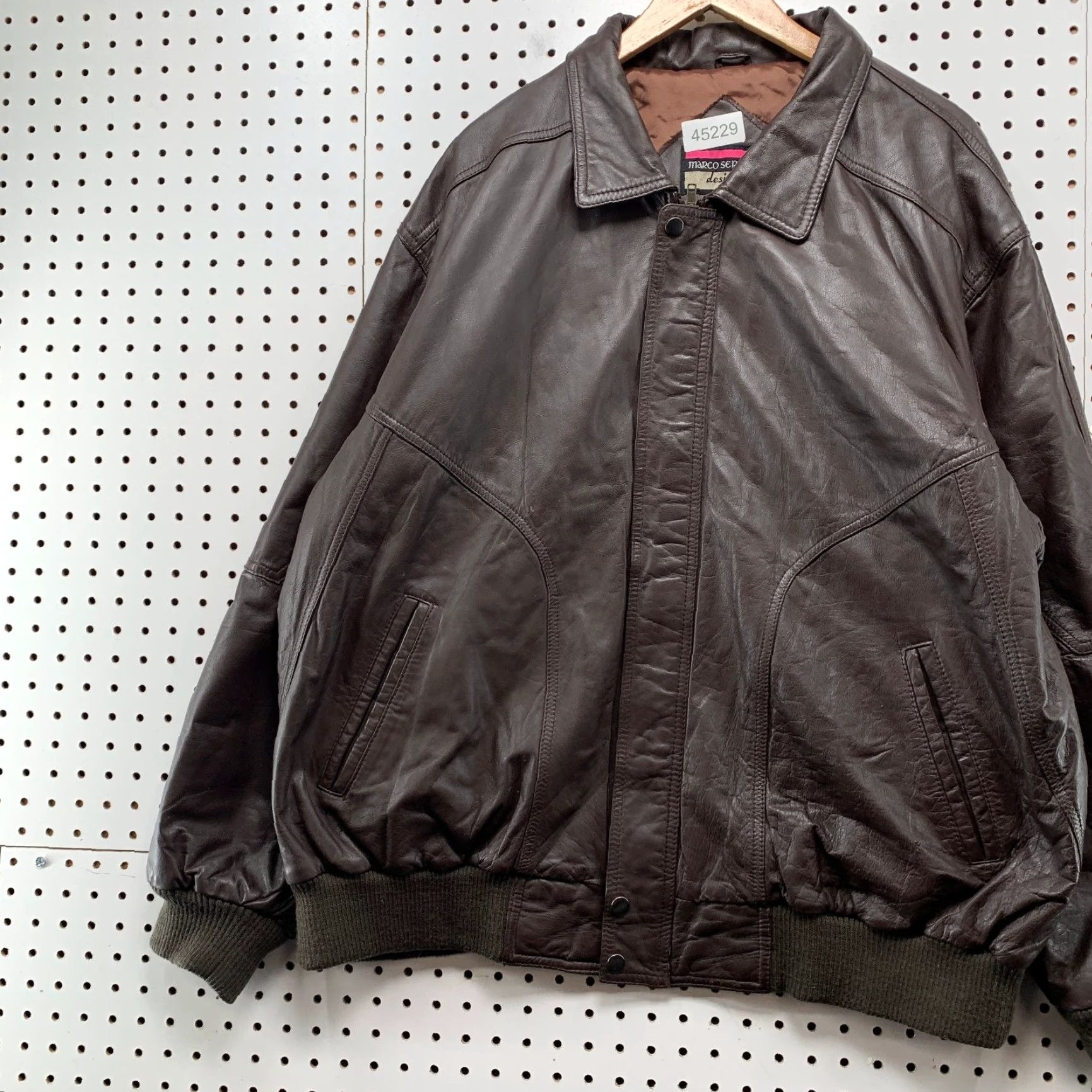 Vintage VINTAGE Marco Serafino Leather Bomber Jacket Mens 2XL Brown Size US XXL / EU 58 / 5 - 3 Thumbnail