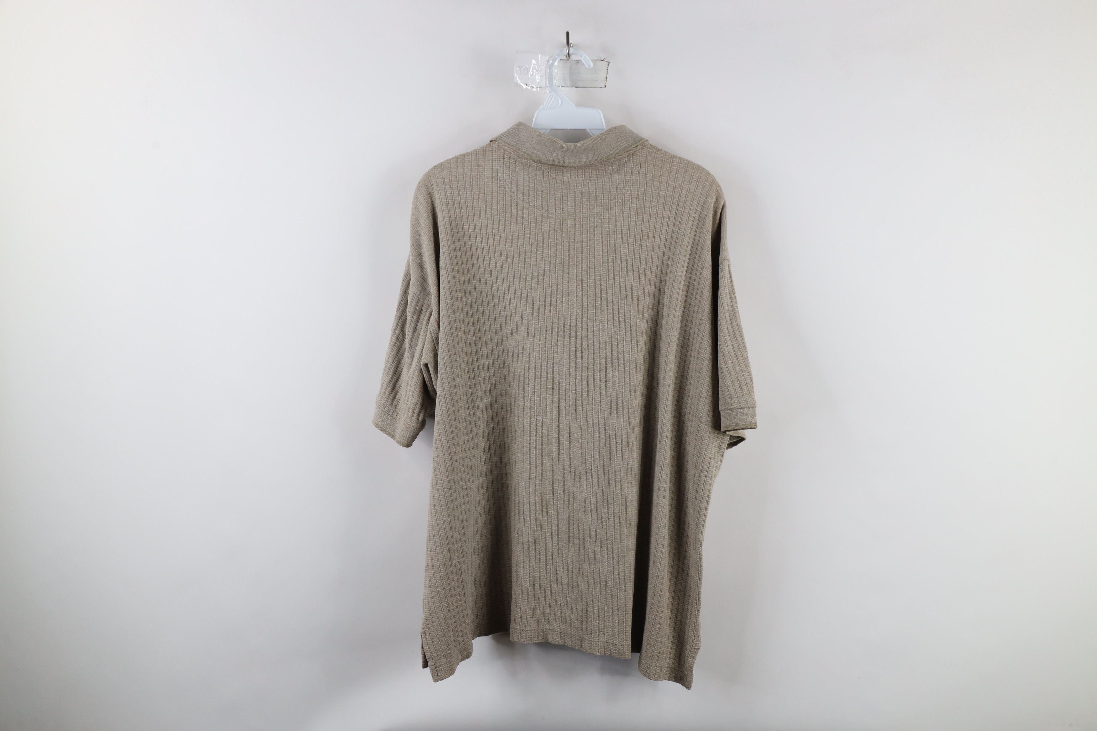 Vintage Vintage 90s Streetwear Ribbed Knit Collared Polo Beige Size US M / EU 48-50 / 2 - 5 Thumbnail