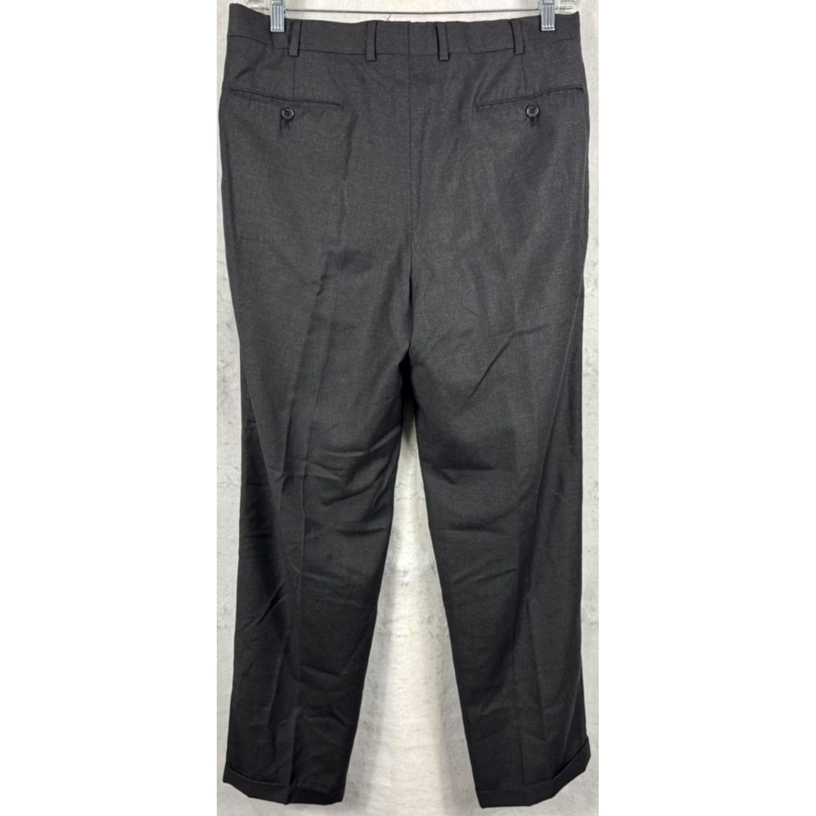 Brooks Brothers Brooks Brothers Golden Fleece Dress Pants Hand Tailored Men Wool Black Cuff 35x32 Size US 35 - 3 Thumbnail