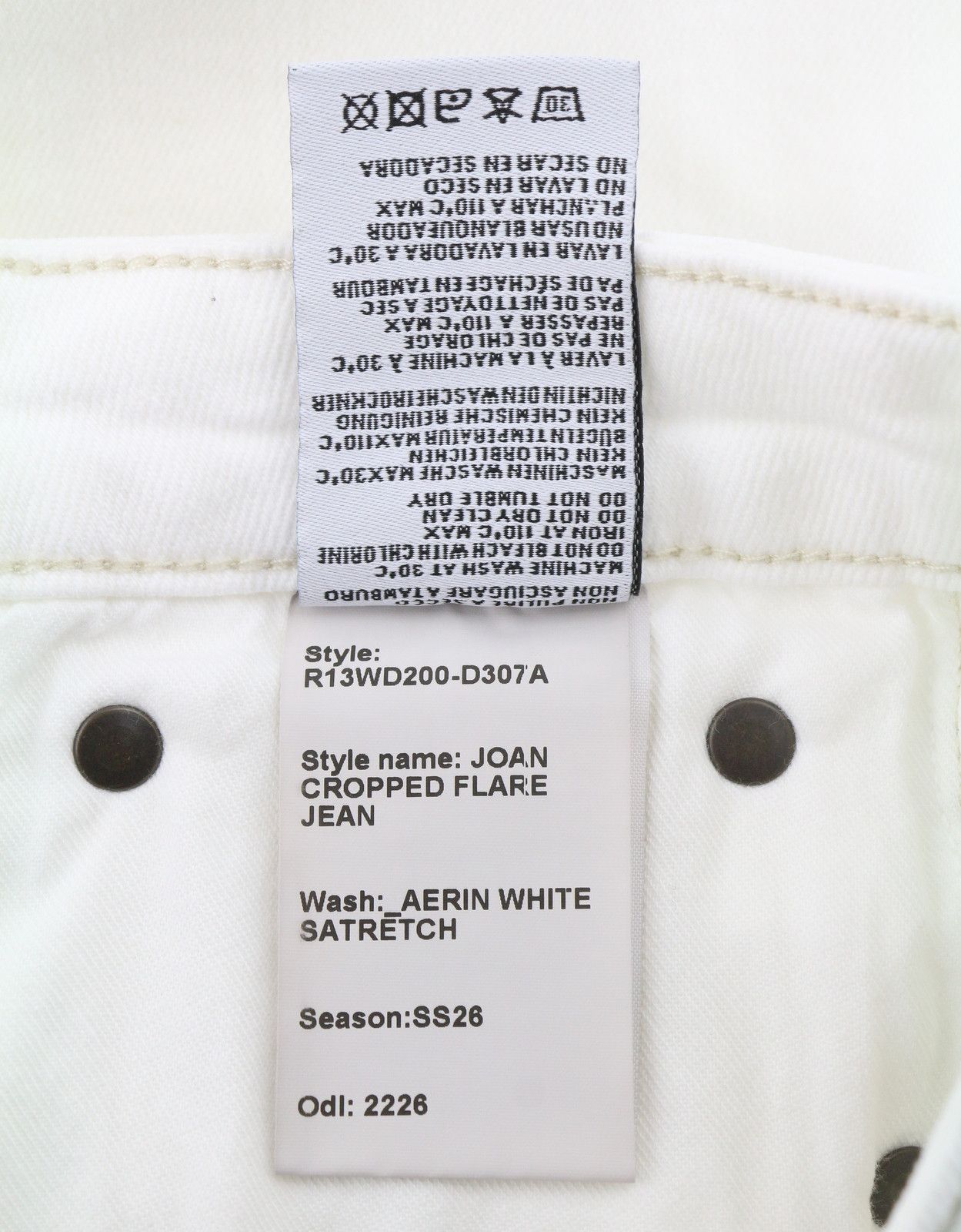R13 JOAN CROPPED FLARE 24 Aerin White Stretch Jeans 89846 Size 24" / US 00 / IT 34 - 9 Thumbnail