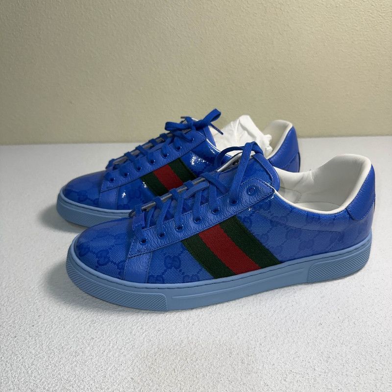 Gucci Gucci Ace Leather Sneakers in Blue 0079 Size US 9.5 / EU 42-43 - 1 Thumbnail
