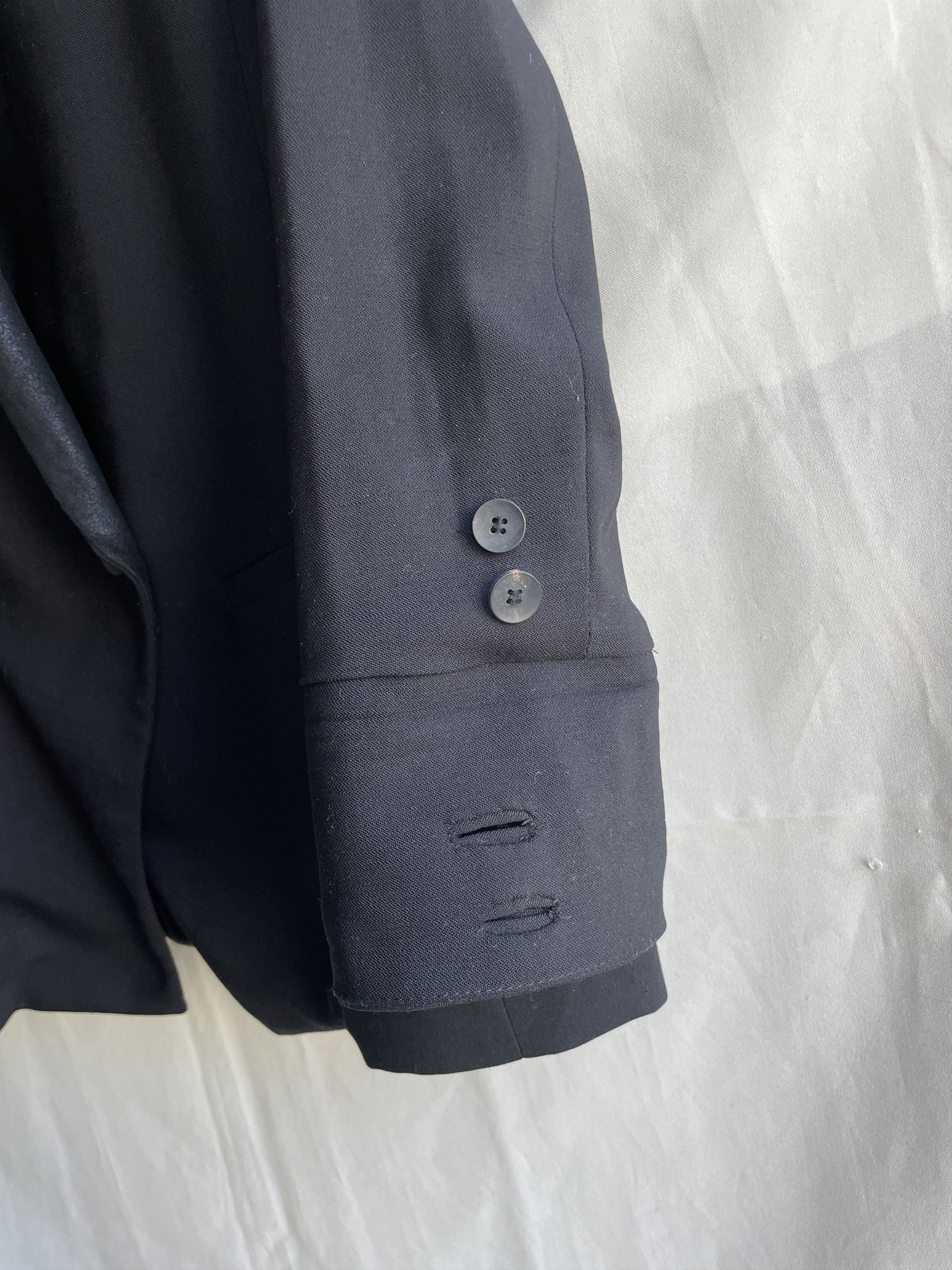 Helmut Lang Helmut Lang Leather Wool Ruched Sleeves Blazer Size S / US 4 / IT 40 - 9 Thumbnail
