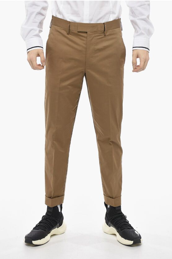 image of Neil Barrett Cuffed Hem Nate Skinny Fit Pants in Brown, Men's (Size 31)