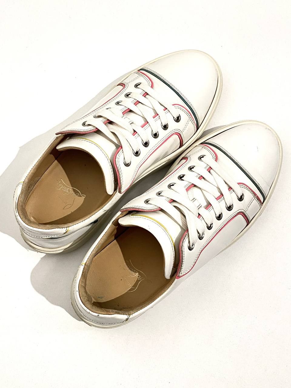 Christian Louboutin Christian Louboutin White Multi Leather Low Top Sneakers Size US 10 / IT 40 - 6 Thumbnail