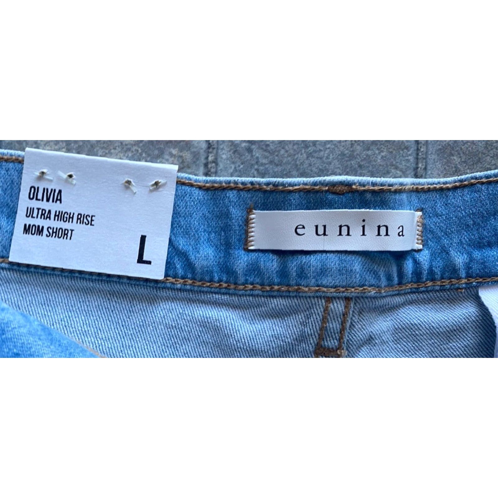 Vintage Eunina Shorts Women’s L Blue Denim Ultra High Rise Mom Cotton Spandex Womens Size 36" / US 14 / IT 50 - 6 Thumbnail
