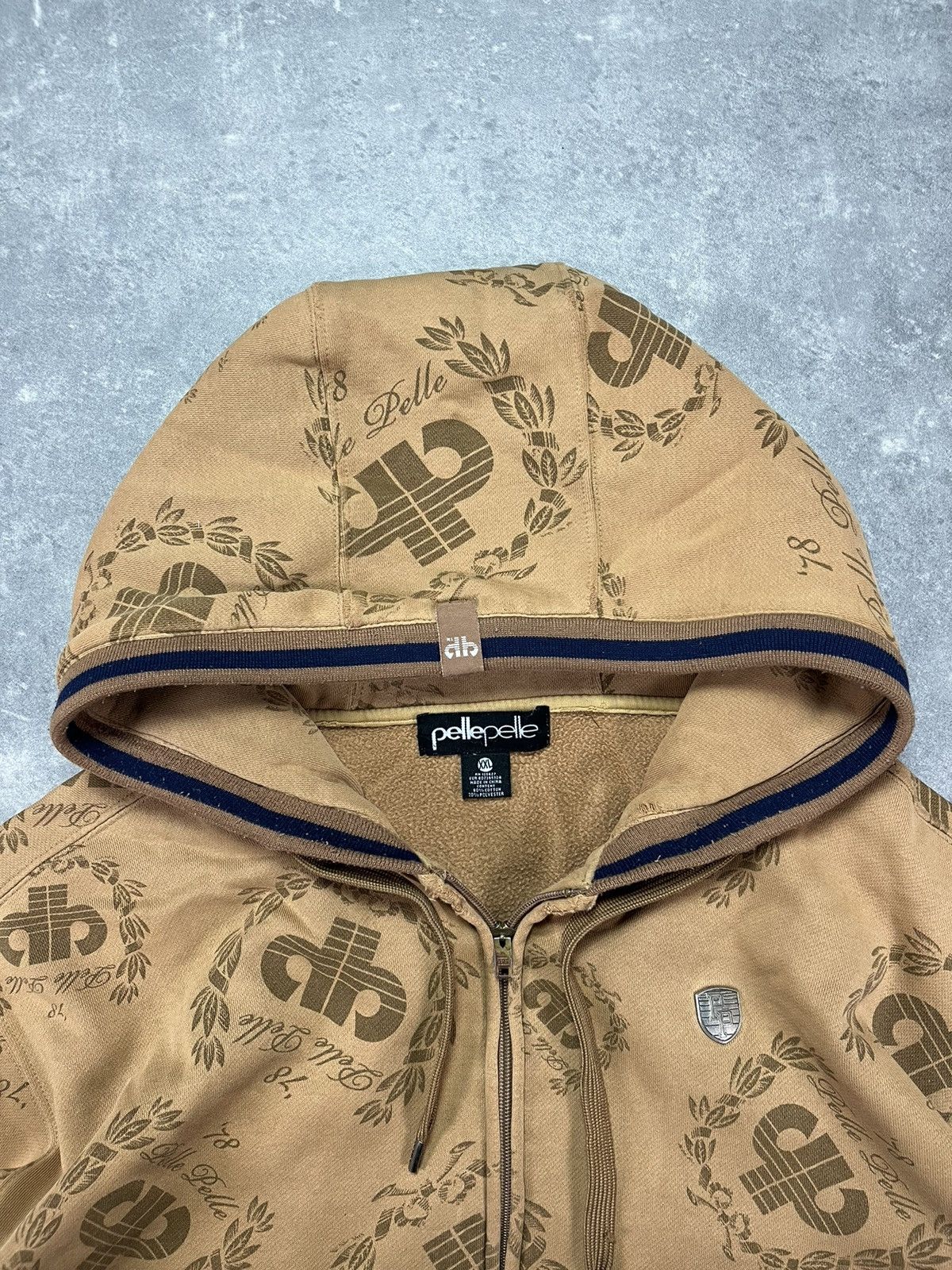 Pelle Pelle 00s Pelle Pelle Embroidered Multilogo Baggy Heavy Zip Hoodie Size US XXL / EU 58 / 5 - 10 Thumbnail