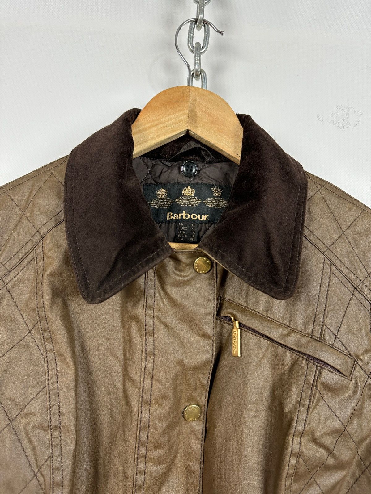 Barbour Women’s Barbour Wax Quilted Belt Brown Jacket Size M / US 6-8 / IT 42-44 - 7 Thumbnail