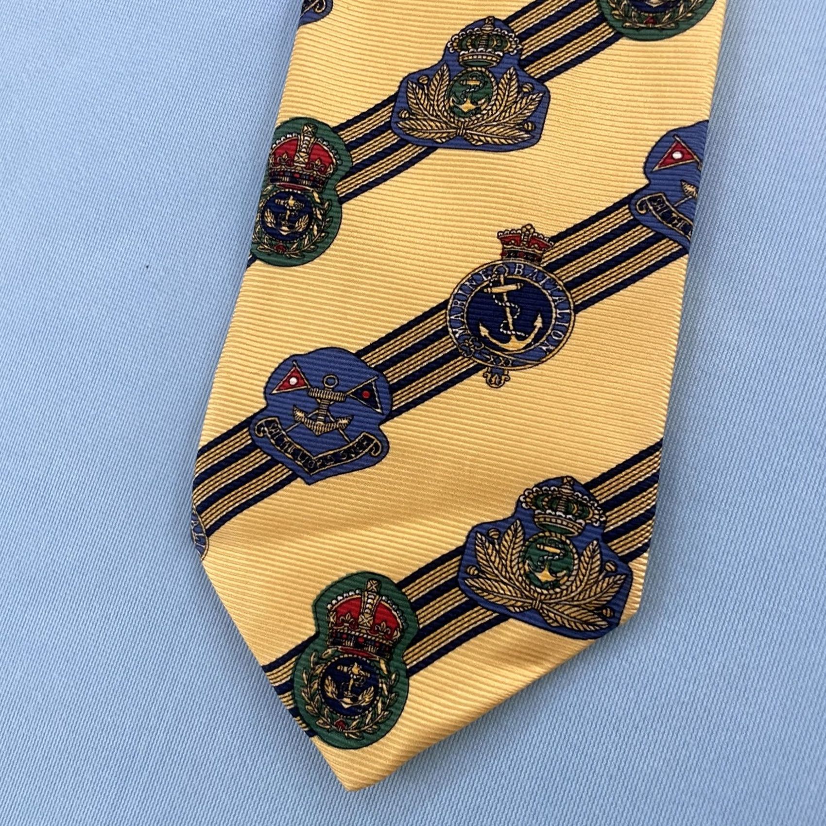 Faconnable VINTAGE Façonnable Silk Tie Yacht Nautical Crest France Yellow Blue Repp Tie 60" Neckwear Men Silk Woven Tie" Size ONE SIZE - 2 Thumbnail