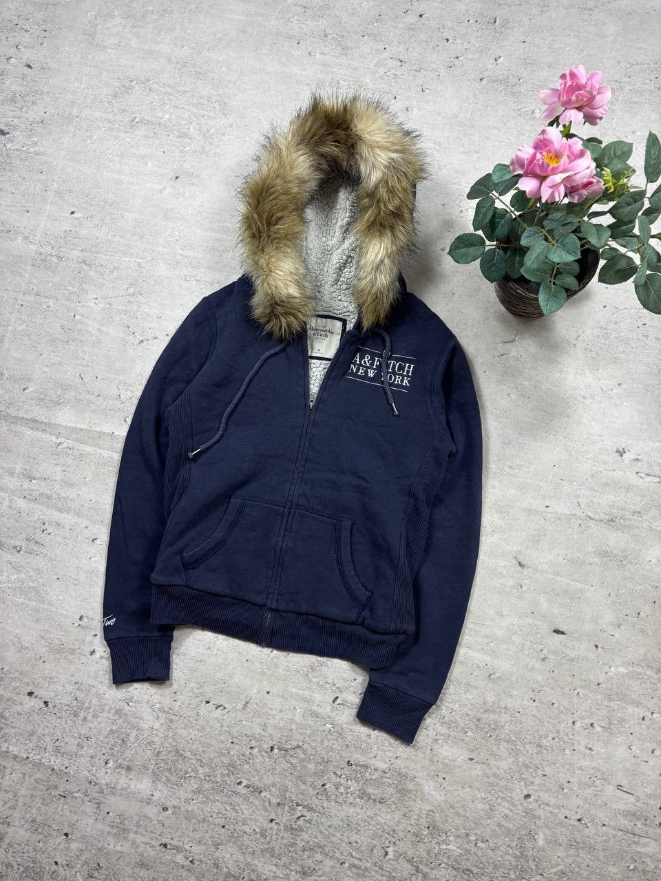 Abercrombie & Pitch Faur Fux Affliction Navy Zip Hoodie
