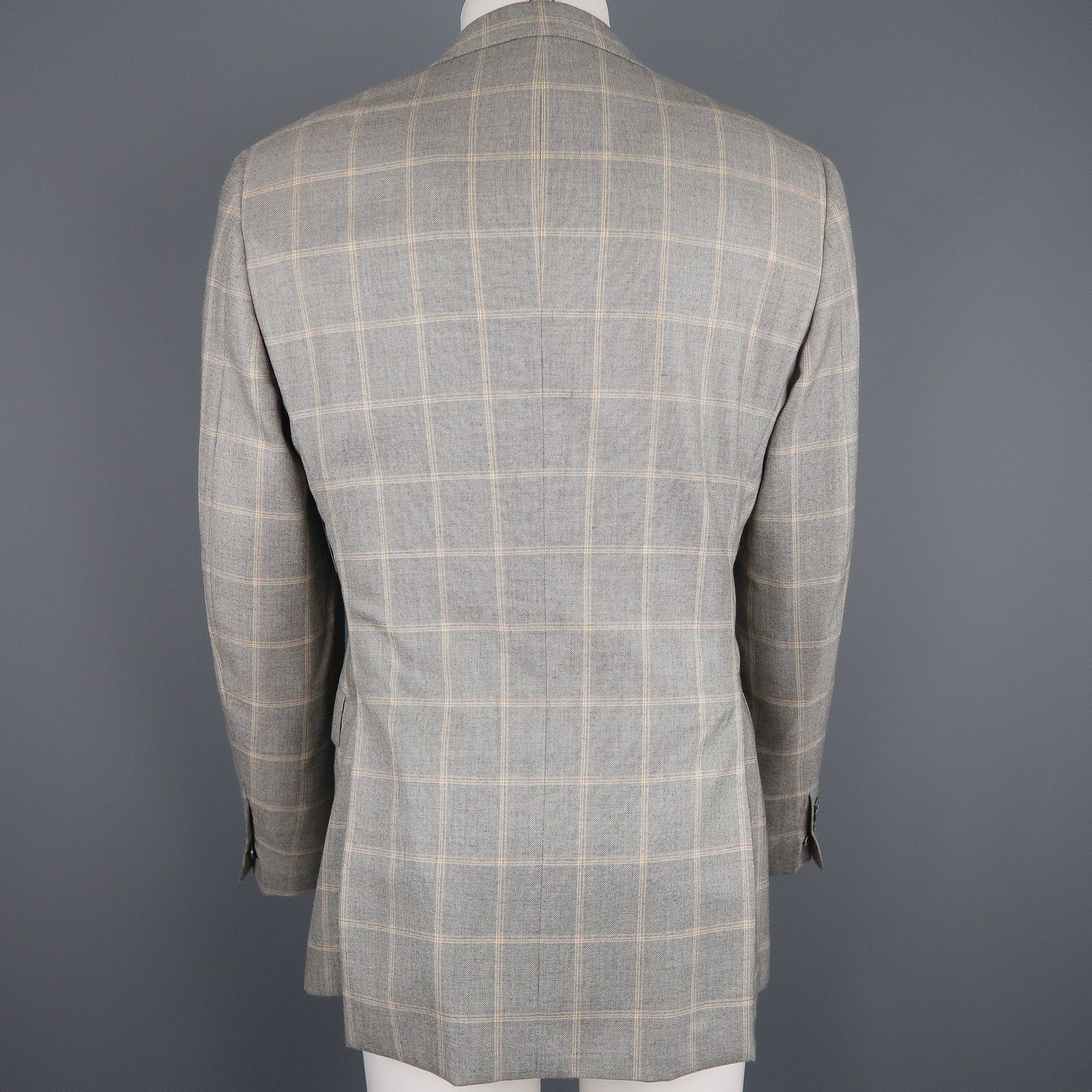 Brioni US 40/IT 50Gray Window Pane Wool & Silk Blazer / Sport Coat Size 40R - 5 Thumbnail