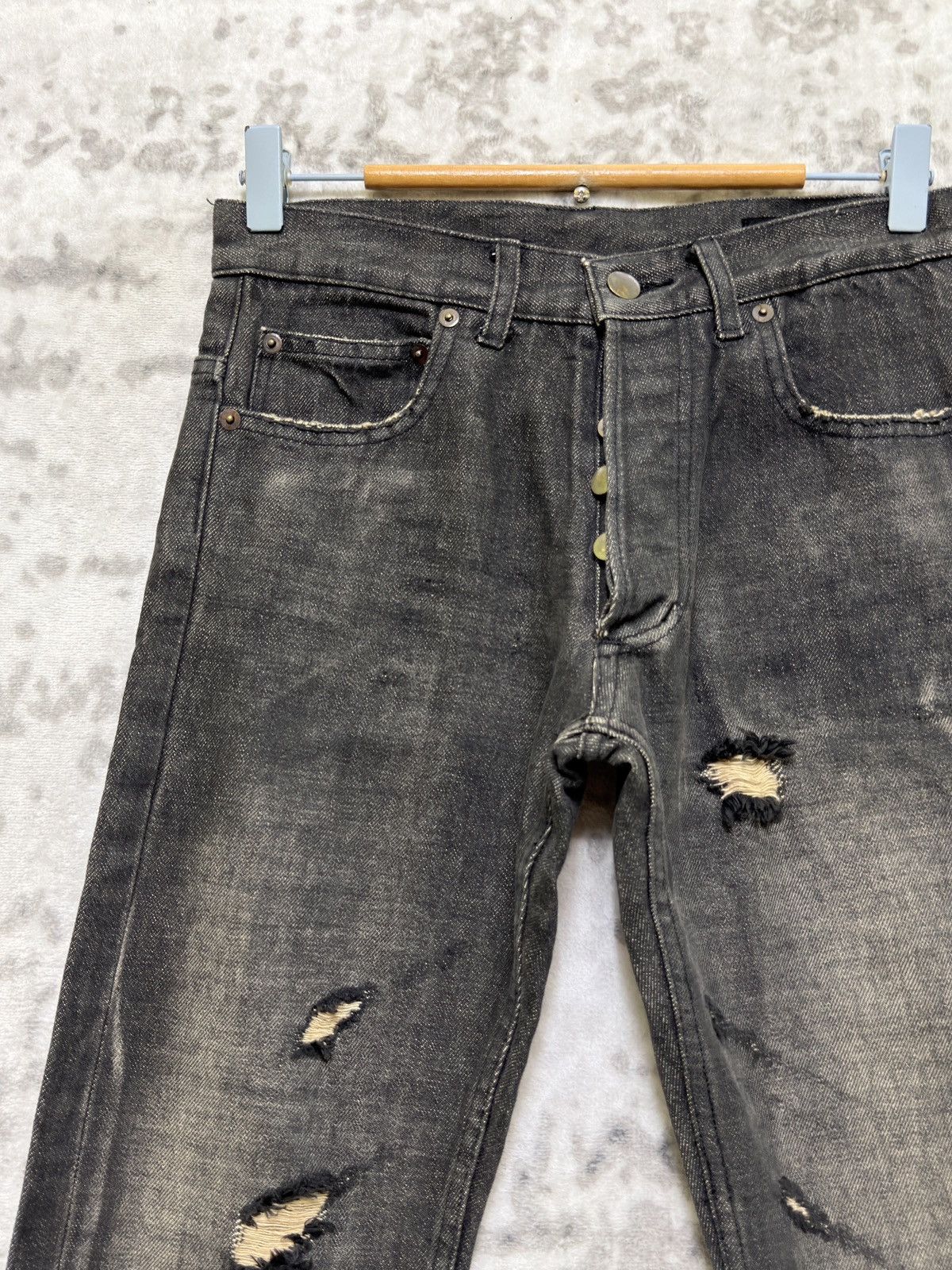 Hysteric Glamour Y2K SOS TE NUTO Distressed Skinny Jeans Japanese Denim Size US 26 / EU 42 - 4 Thumbnail