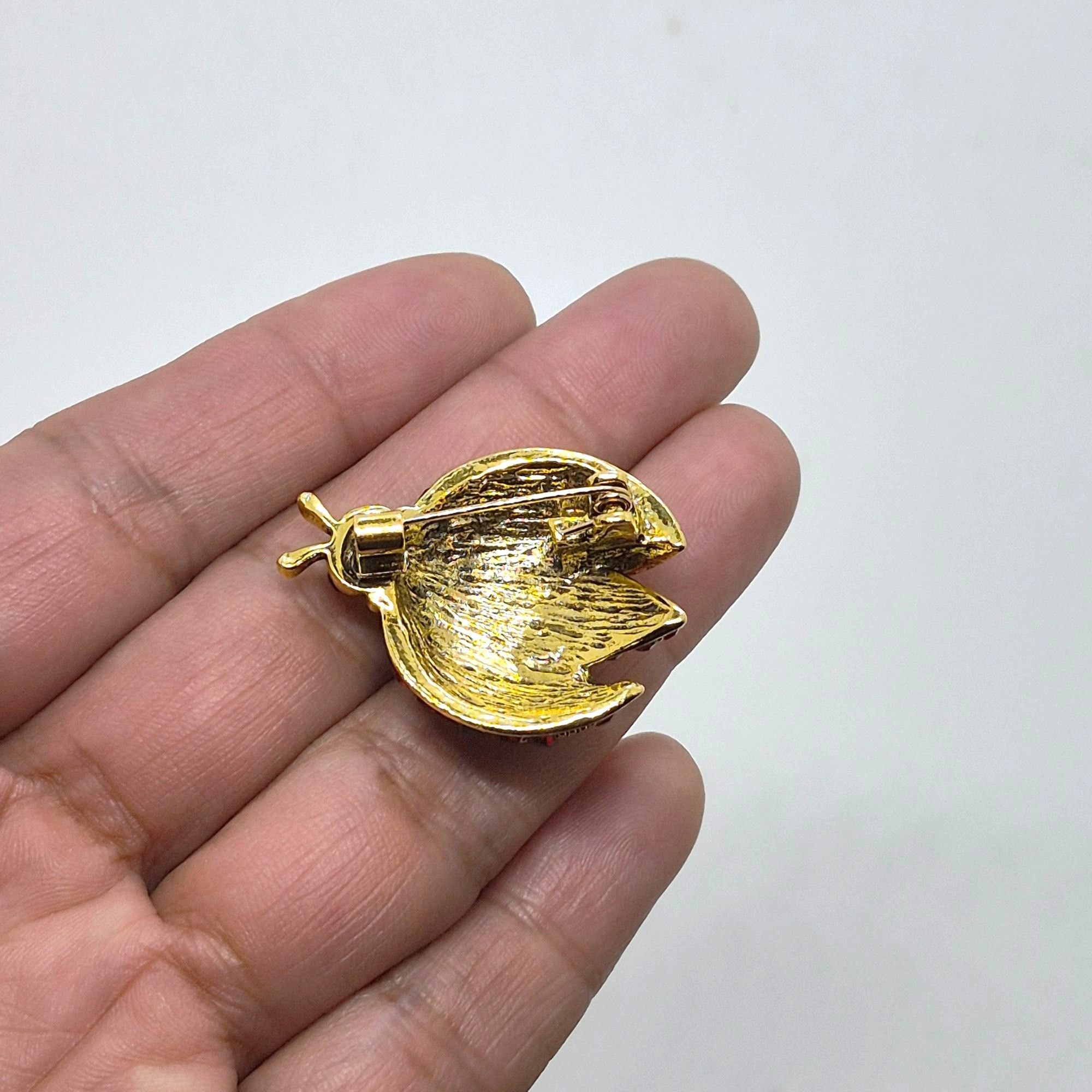 Other Vintage Red Ladybug Brooch Pin Gold Rhinestone Beetle Crysta Size ONE SIZE - 4 Thumbnail