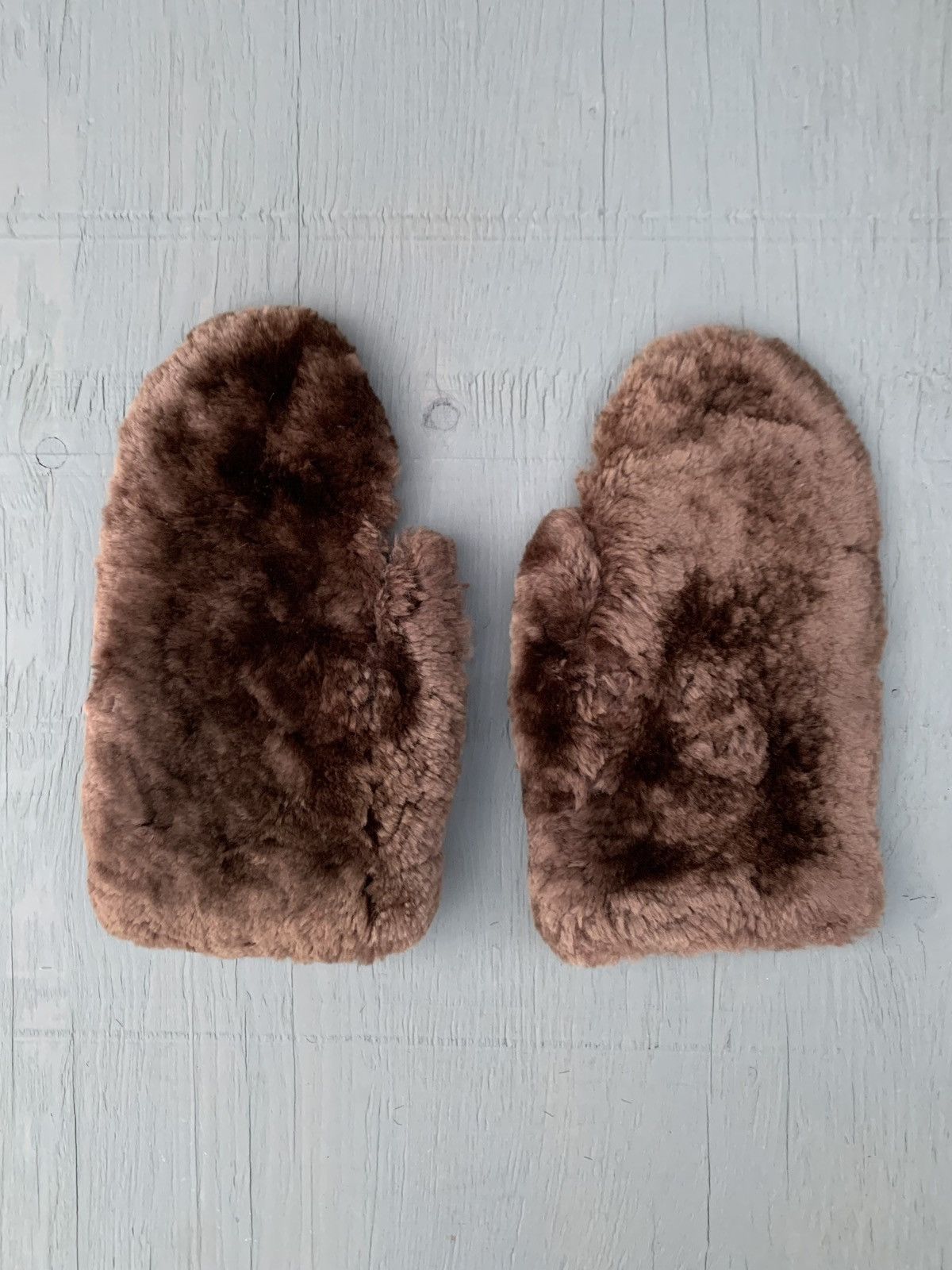 Genuine Leather × Vintage Vintage Fur Mittens Antique Sheared Beaver Bear Gauntlets 40 Size ONE SIZE - 3 Thumbnail