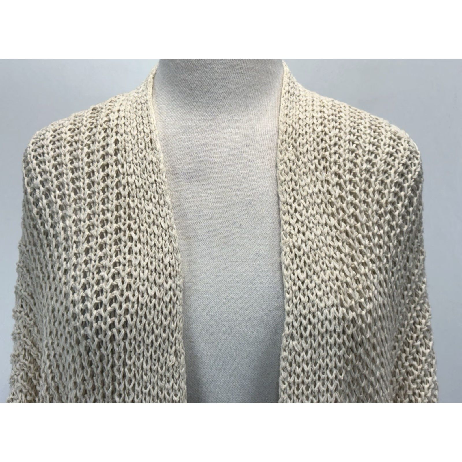 Eileen Fisher EILEEN FISHER Cardigan Women’s Adult XL Ivory Loose Knit Open Coastal Sweater Size XL / US 12-14 / IT 48-50 - 5 Thumbnail