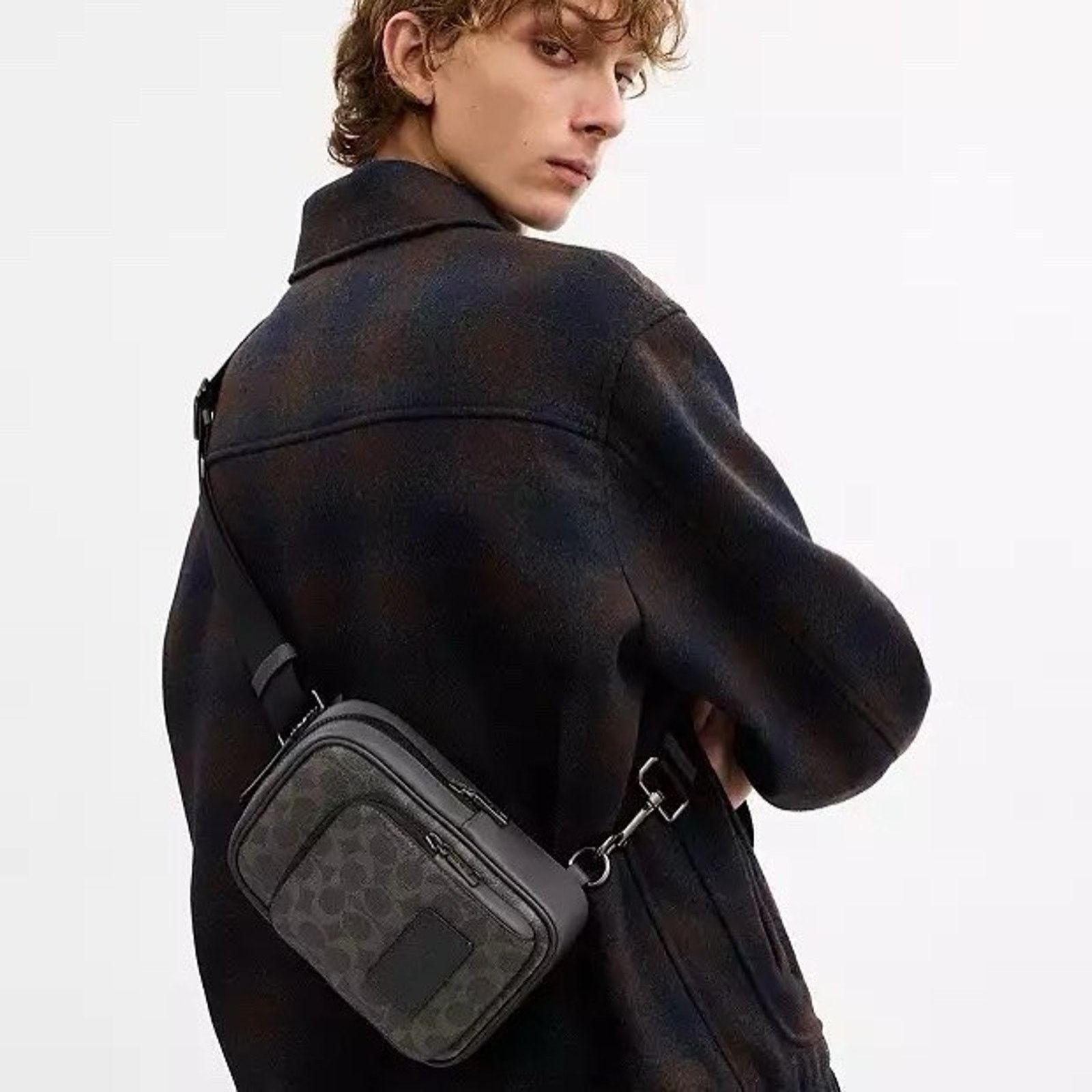 Coach NWT COACH RACER Sling Bag Men Leather CV763 Grey/Charcoal Size ONE SIZE - 10 Thumbnail
