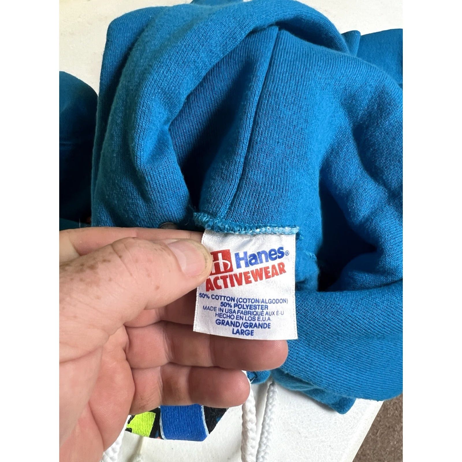 Hanes VINTAGE Syracuse NY Super Nationals Dirt Race Hoodie Sweatshirt 1993 dark Mark Hanes Teal L Men Racing Pullover Hoodie Shirt Mens Size US L / EU 52-54 / 3 - 5 Thumbnail
