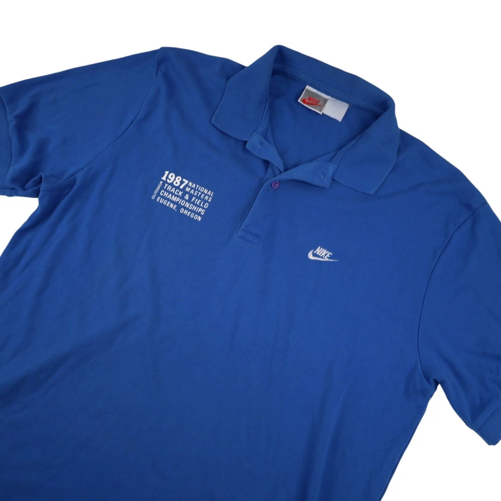 Nike VINTAGE Nike 1987 National Masters Track & Field Polo Shirt Mens Large Blue Size US L / EU 52-54 / 3 - 2 Thumbnail