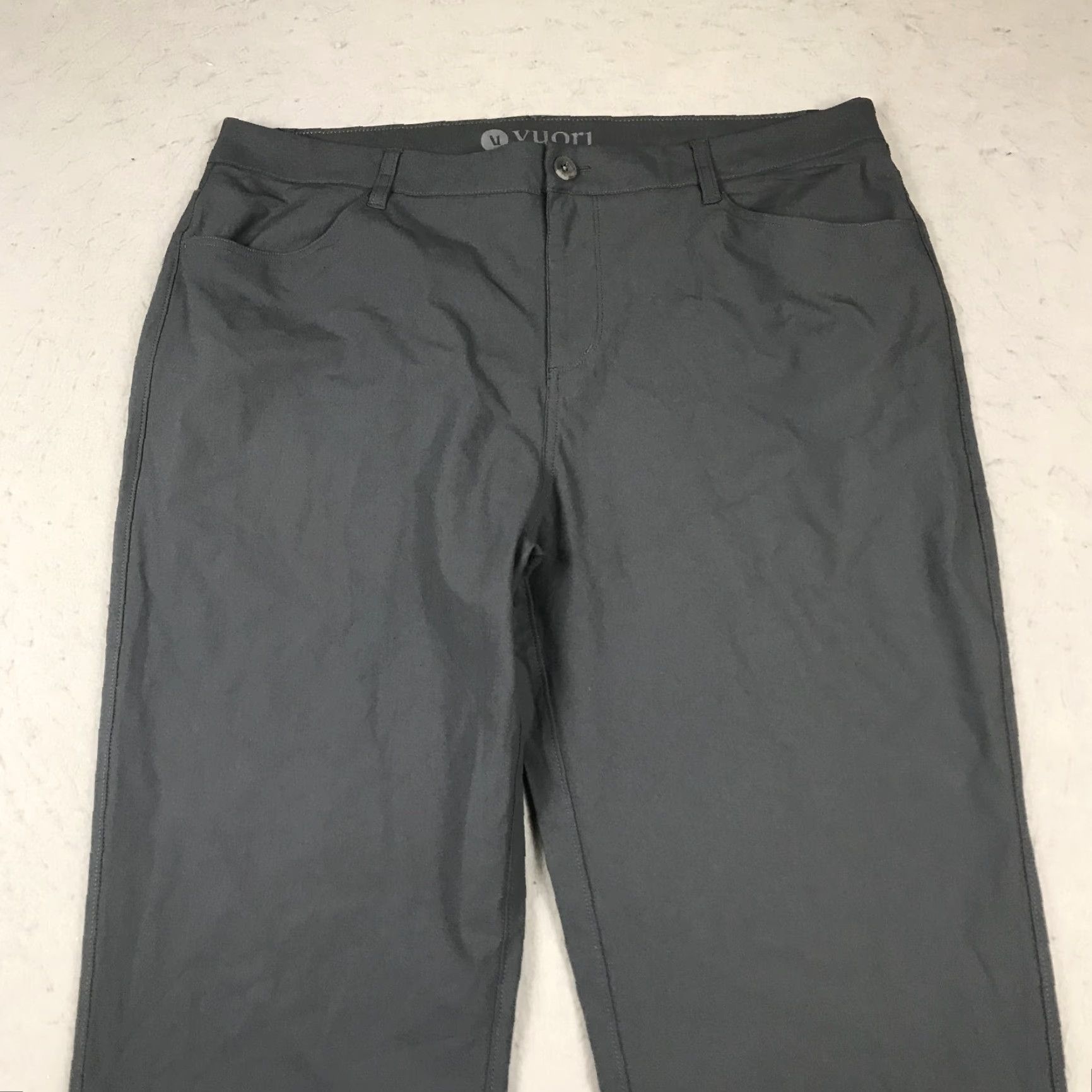 Vuori Vuori Mens 38x28 Gray Chino Pants — Regular, Polyester, Flat Front, Logo, Preppy, Sports, Casual Size US 38 / EU 54 - 2 Thumbnail