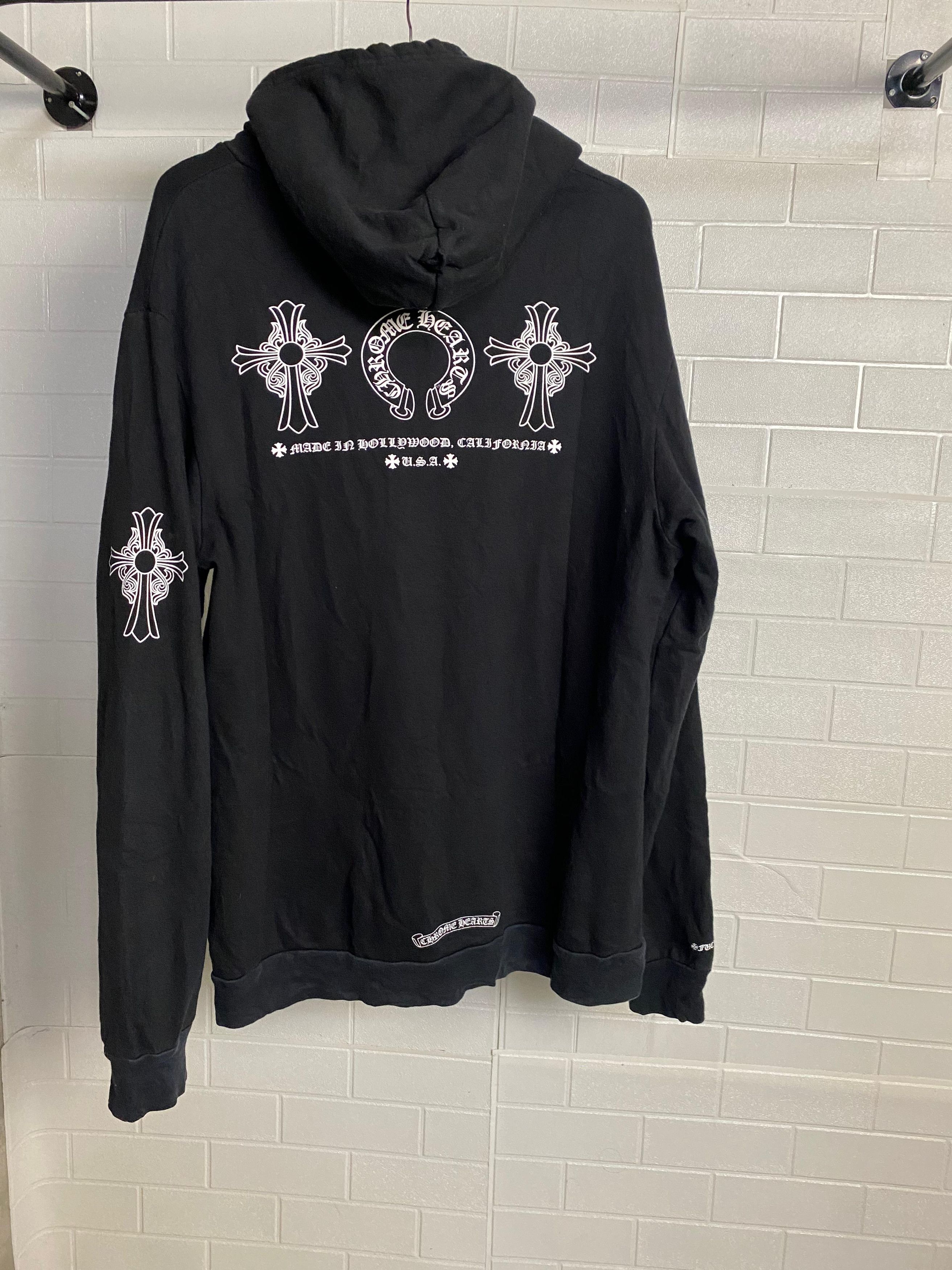 image of Chrome Hearts Pullover Hoodie Hollywood California Cross in Black, Men's (Size Large)