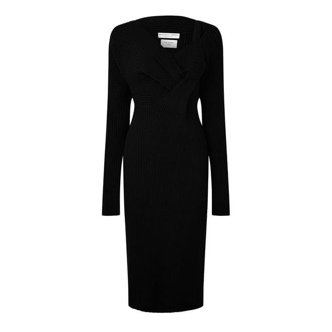 Bottega Veneta Asymmetric Midi Wrap Dress in Black