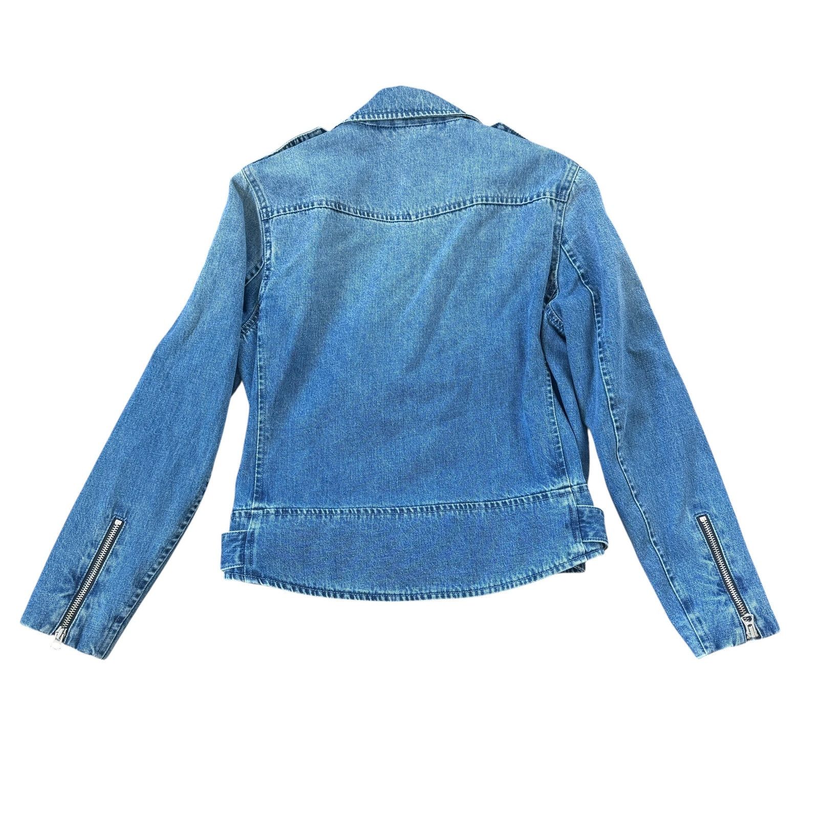 Rag & Bone NEW Rag & Bone Abbey Denim Moto Jacket Size XS / US 0-2 / IT 36-38 - 7 Thumbnail