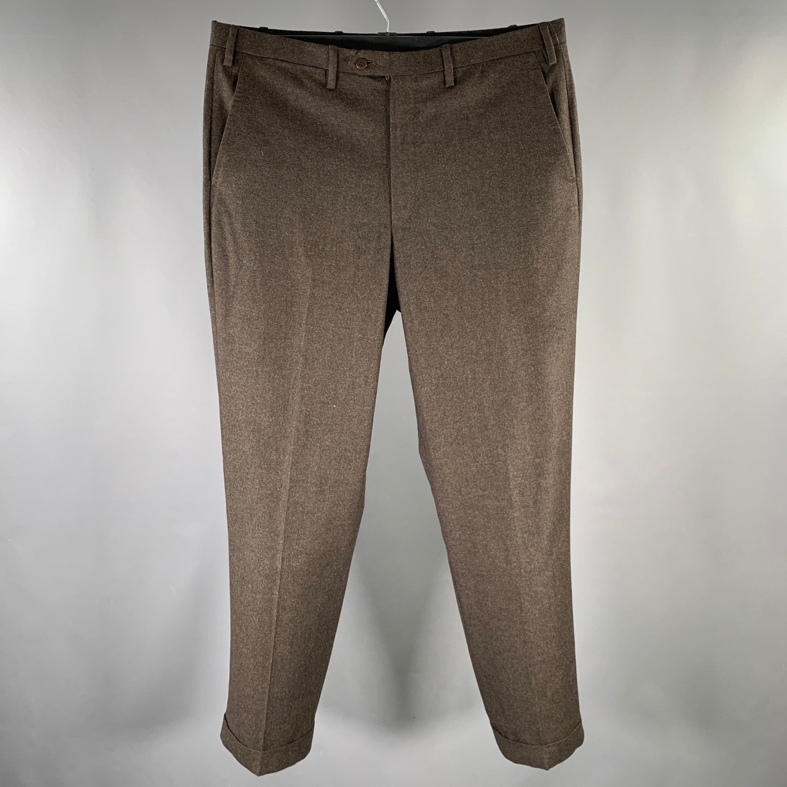 Kiton KITON 36 Brown Heather Wool Cashmere Flat Front Dress Pants Size US 36 / EU 52 - 1 Thumbnail